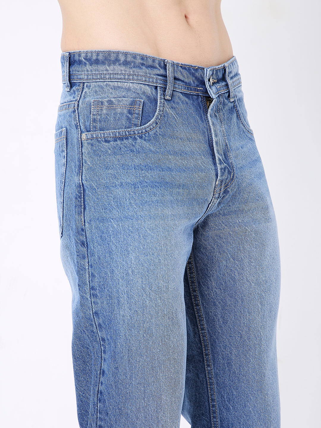 MEN CLASSIC MID BLUE WASH WITH LIGHT FADE STRAIGHT-LEG DENIM JEANS
