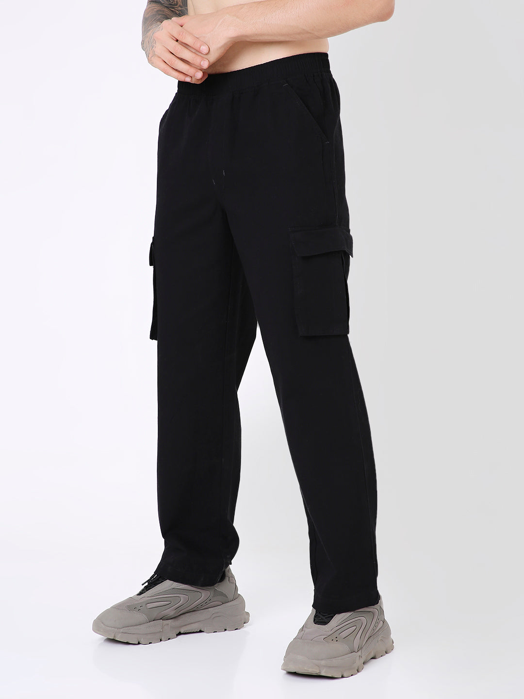 UNISEX ESSENTIAL  5 POCKET  BLACK CARGO PANTS