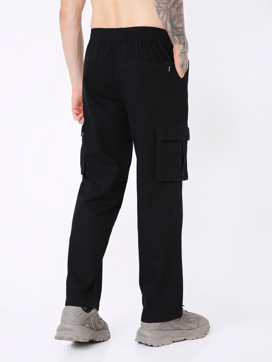 BLACK ESSENTIAL  5 POCKET CARGO PANTS
