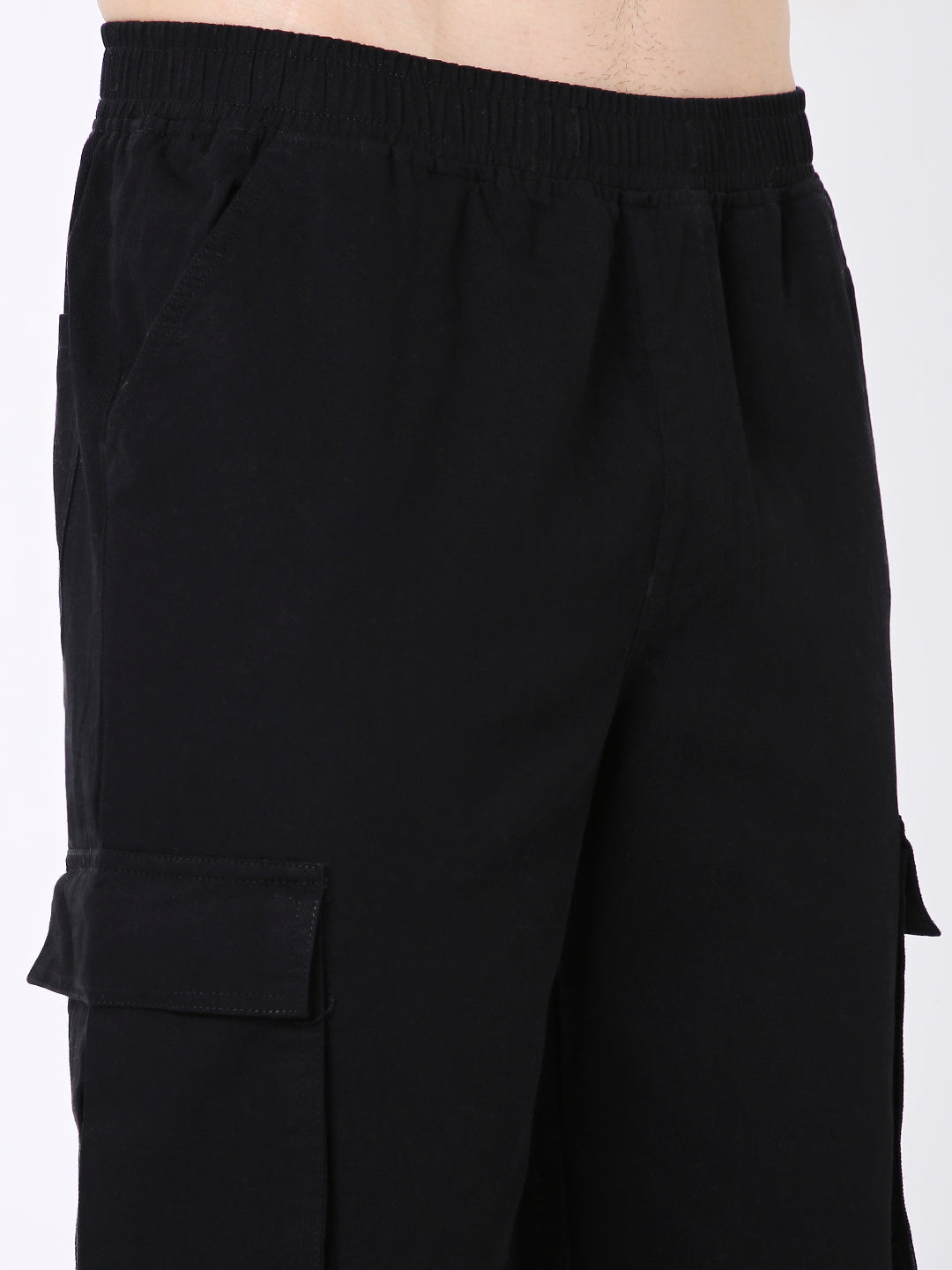 BLACK ESSENTIAL  5 POCKET CARGO PANTS