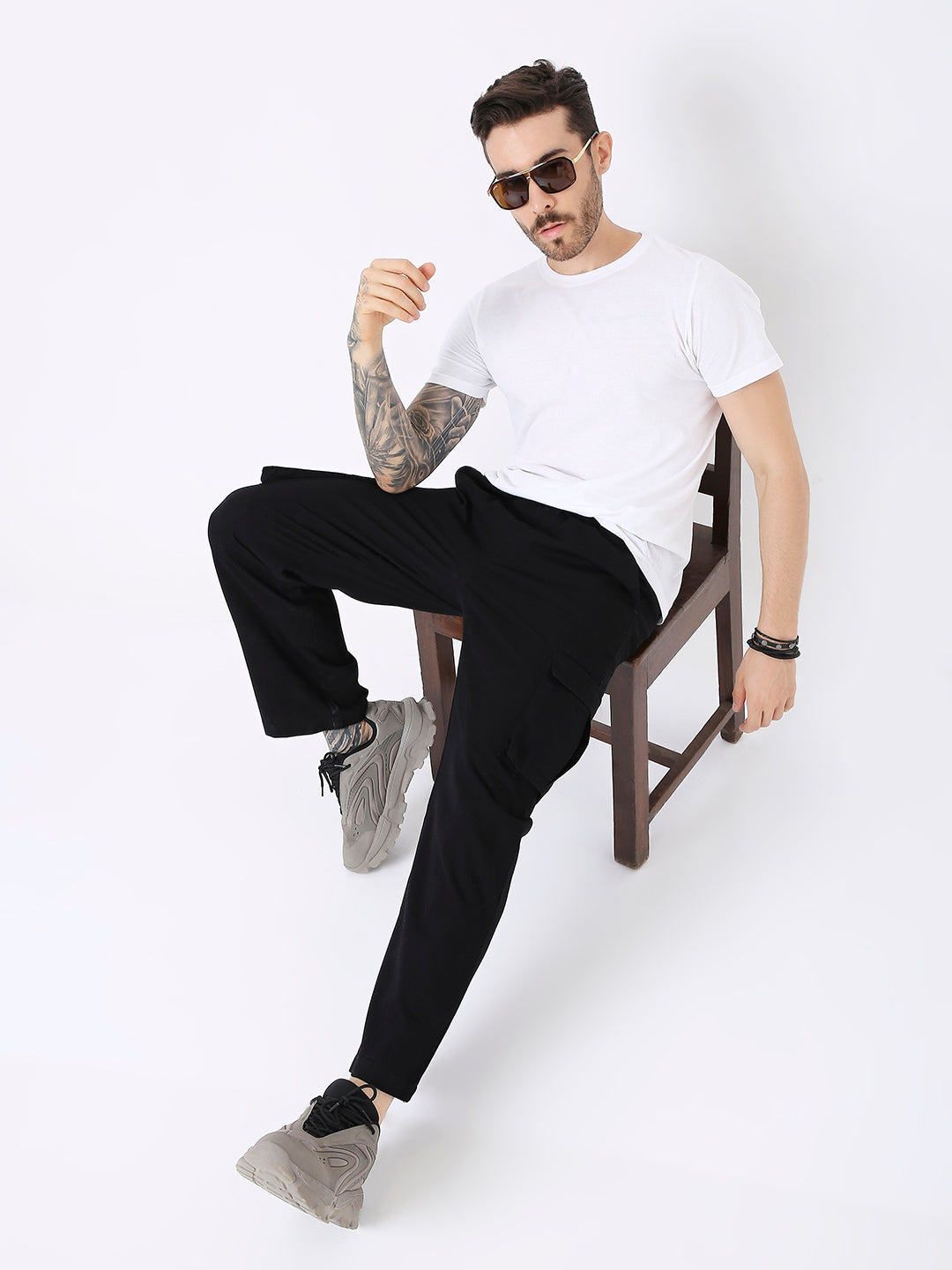 BLACK ESSENTIAL  5 POCKET CARGO PANTS