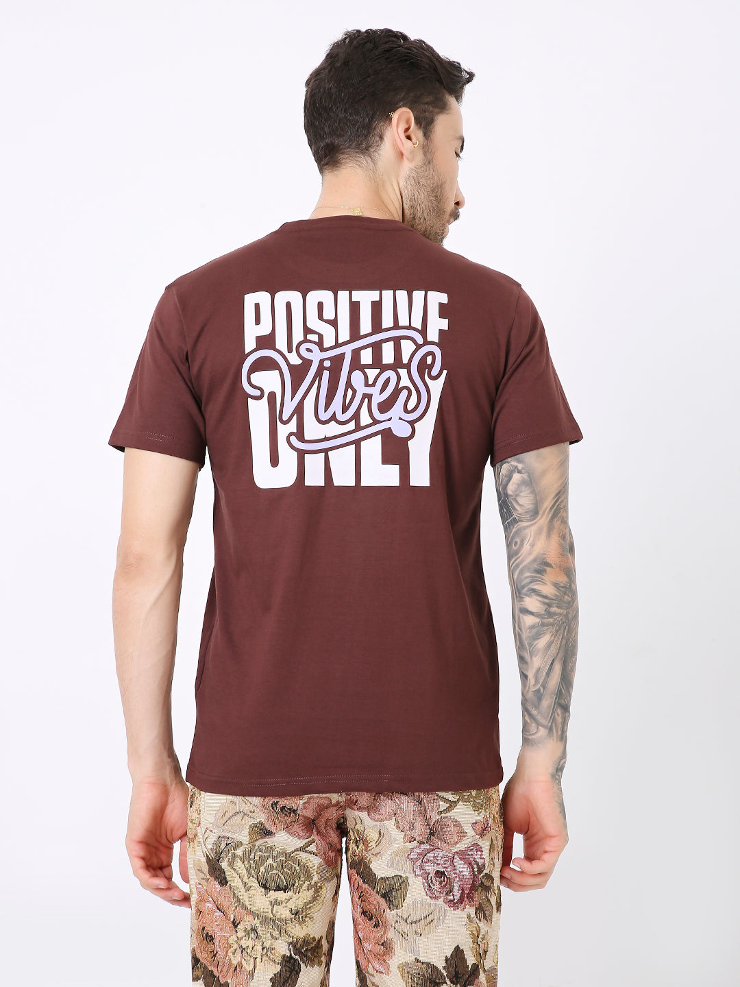 RELAXED FIT BROWN PRINTED TSHIRT