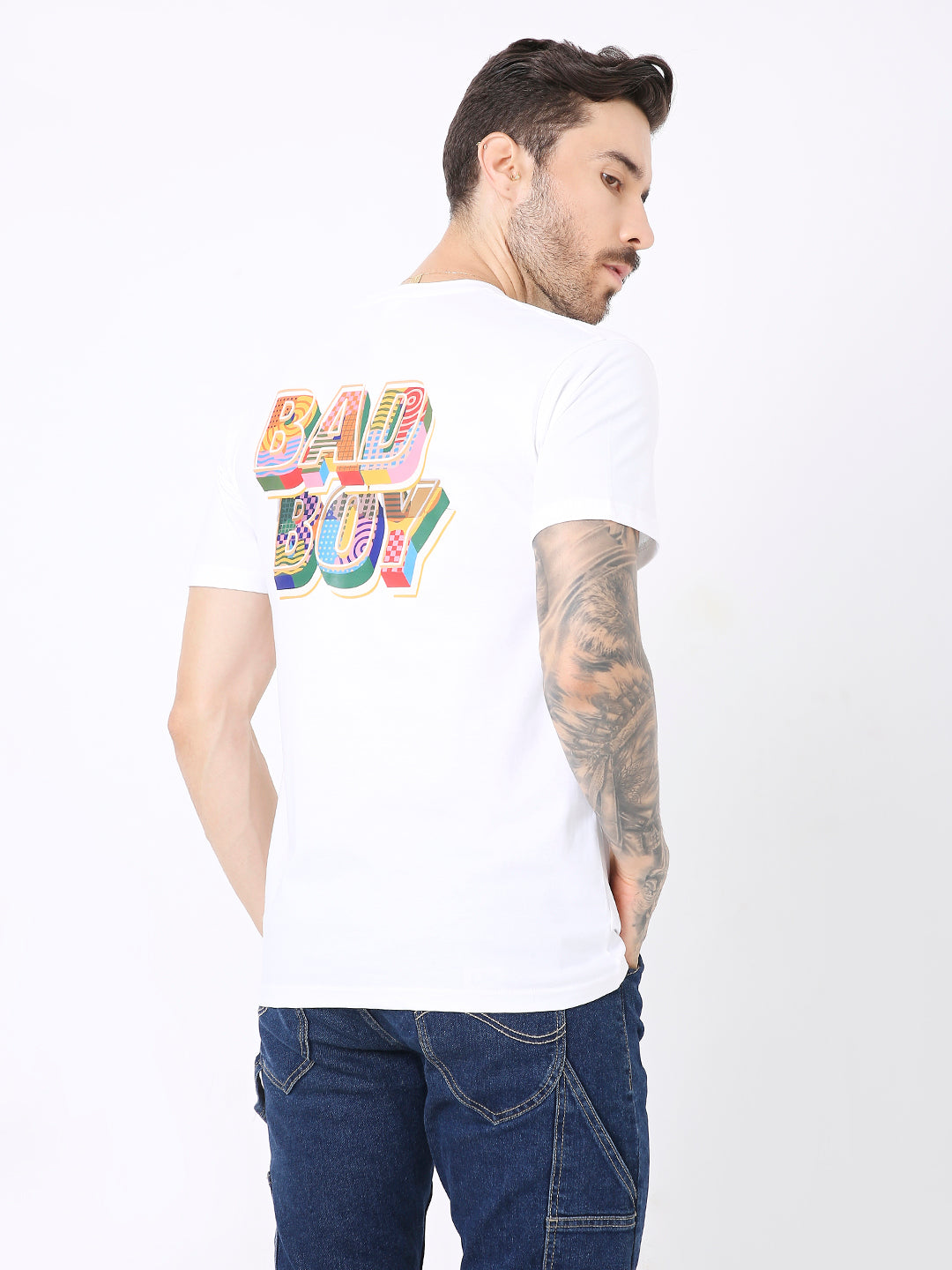 RELAXED FIT WHITE PRINTED TSHIRT