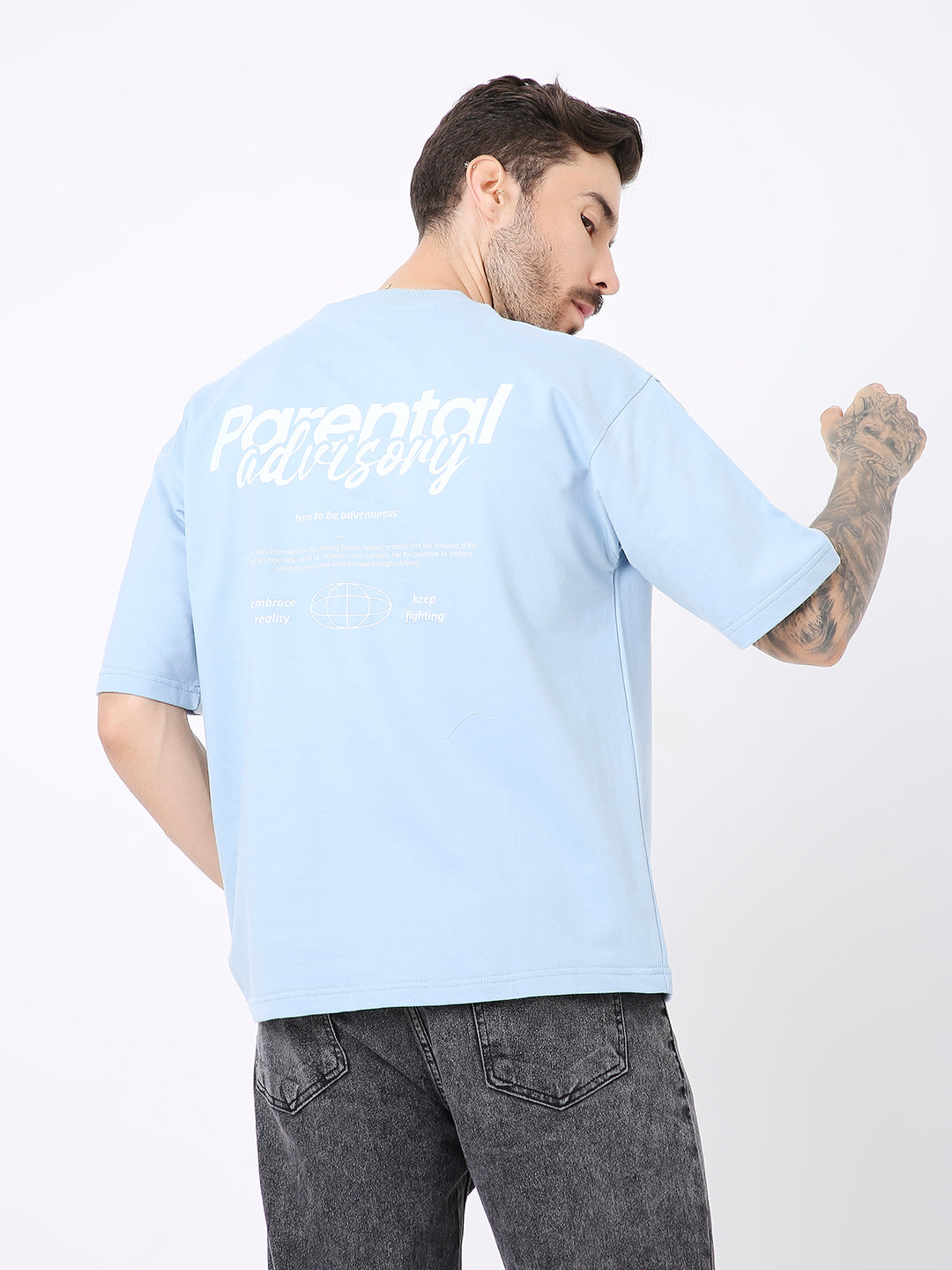 OVERSIZE LIGHT BLUE PRINTED TSHIRT