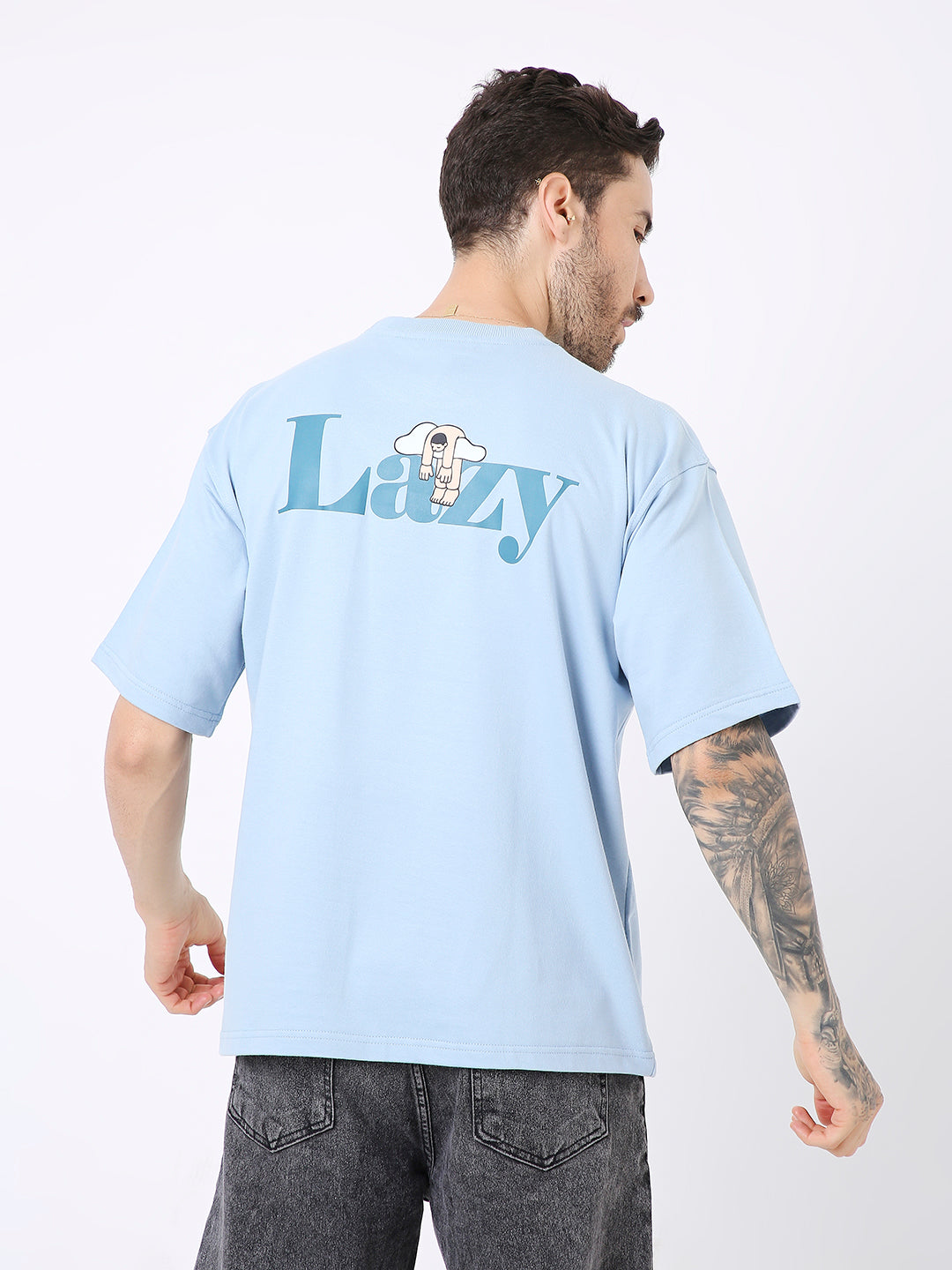 OVERSIZE LIGHT BLUE PRINTED TSHIRT