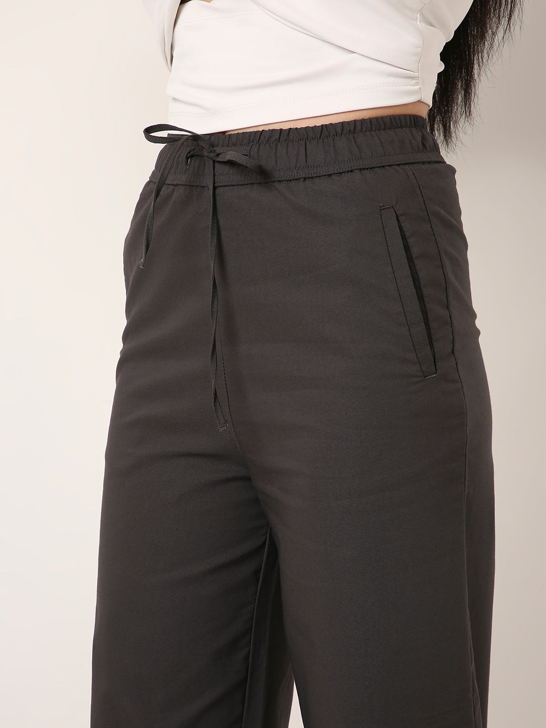 GRAY High-Waist Wide-Leg Pants