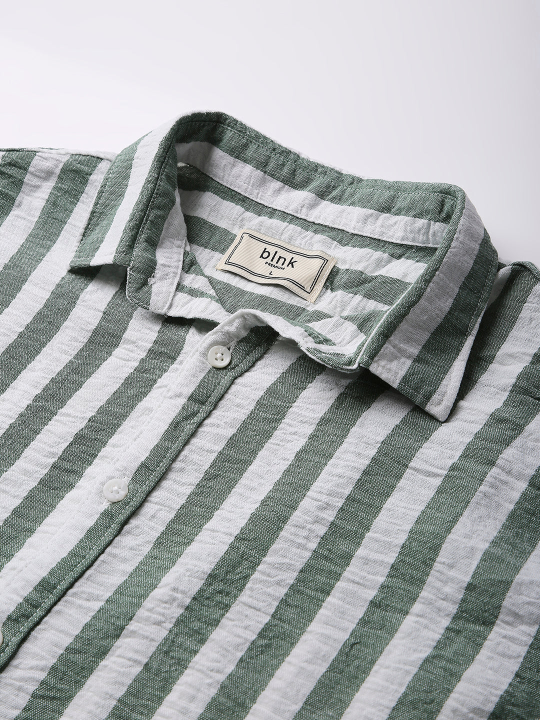 GREEN VERTICAL STRIPED SHIRT