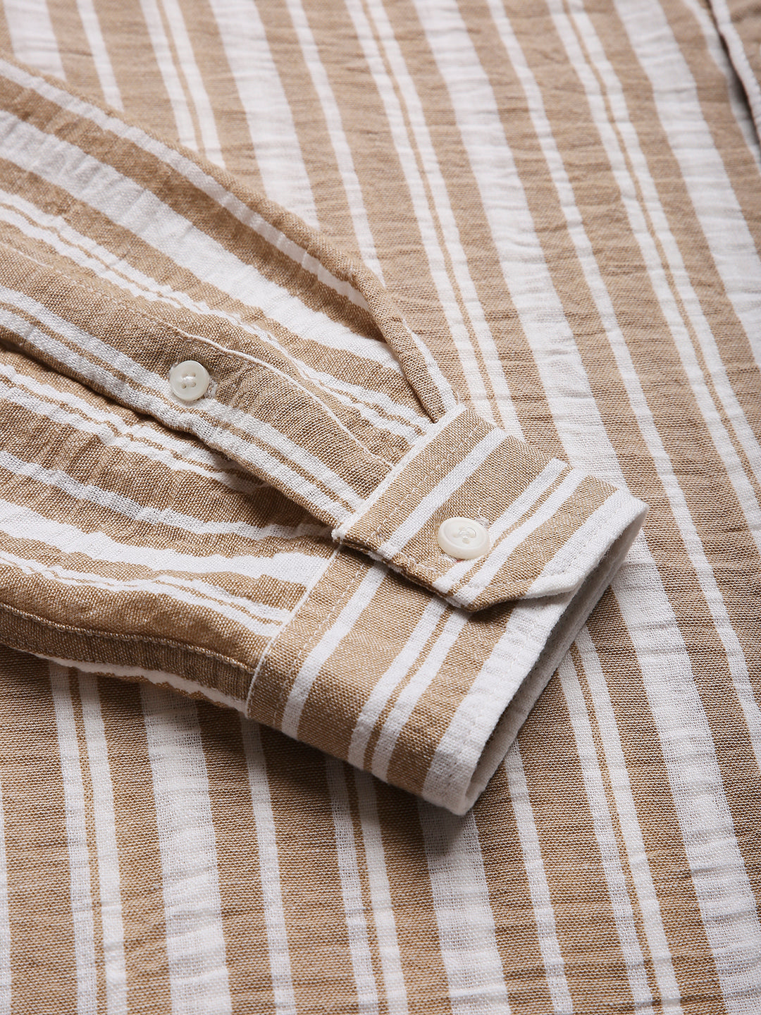 FAWN STRIPED MANDARIN SHIRT