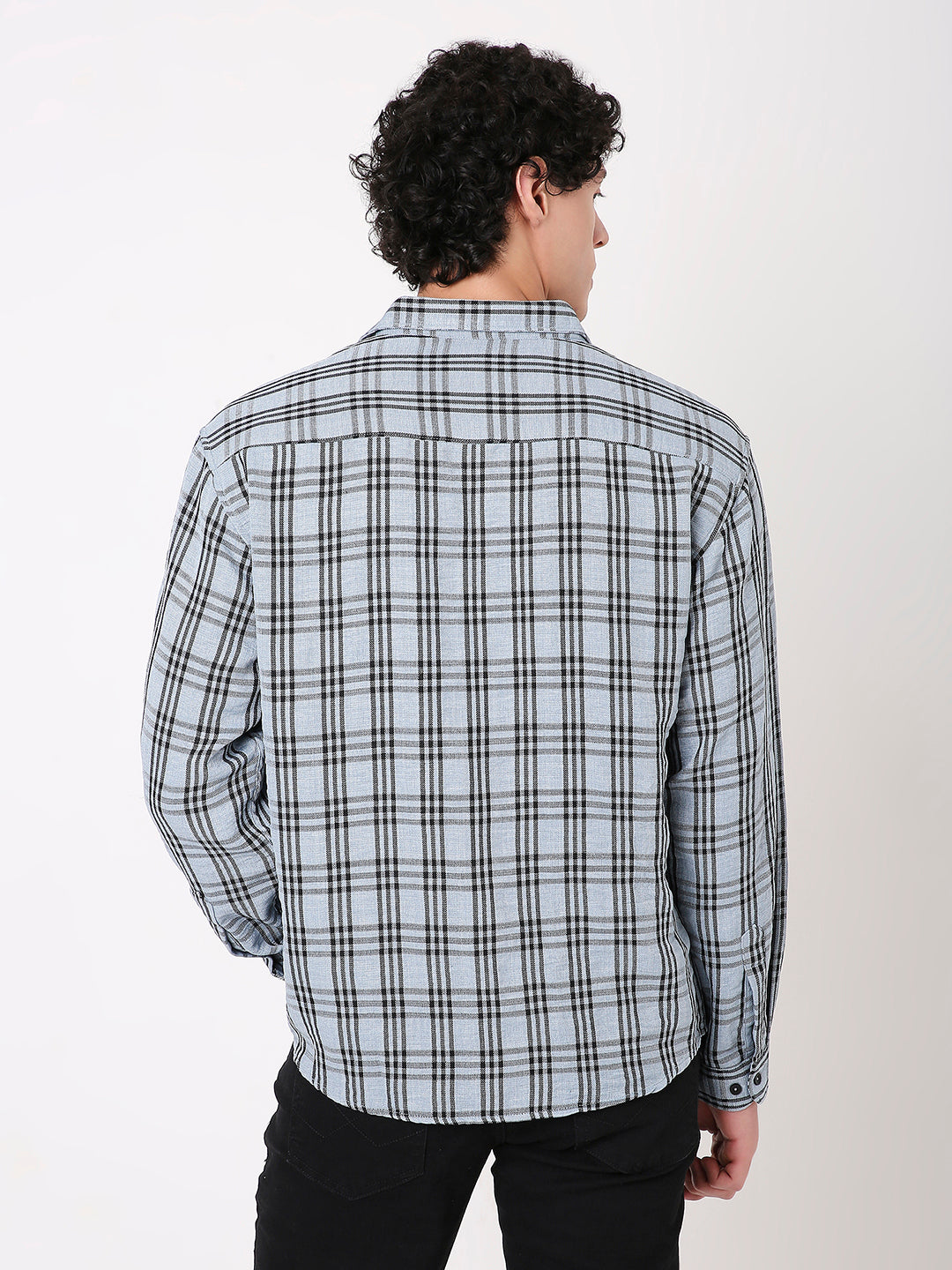 MEN'S CLASSIC FIT DUSTY BLUE CHECKED SHIRT