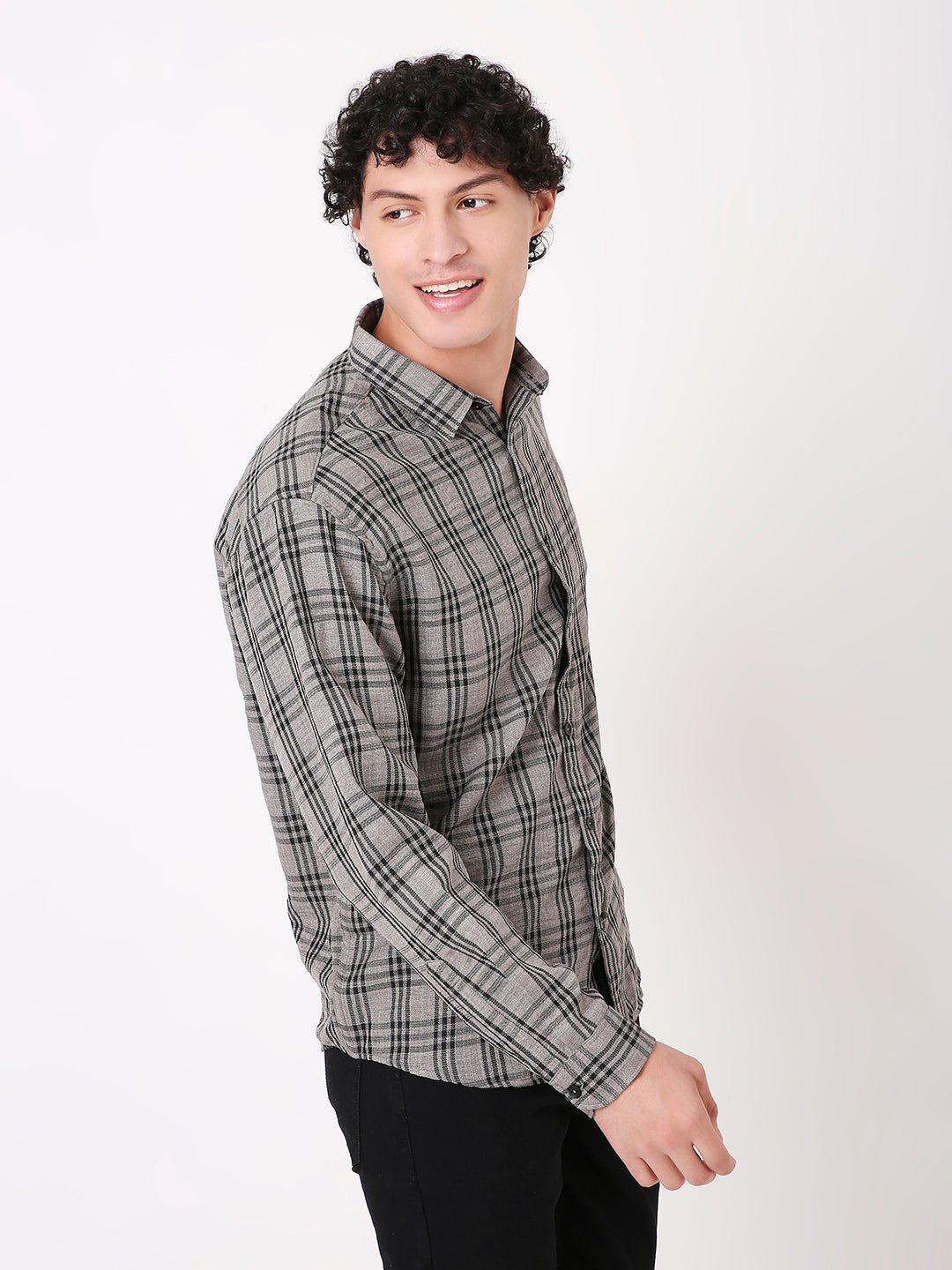 GRAY CLASSIC CHECKED SHIRT