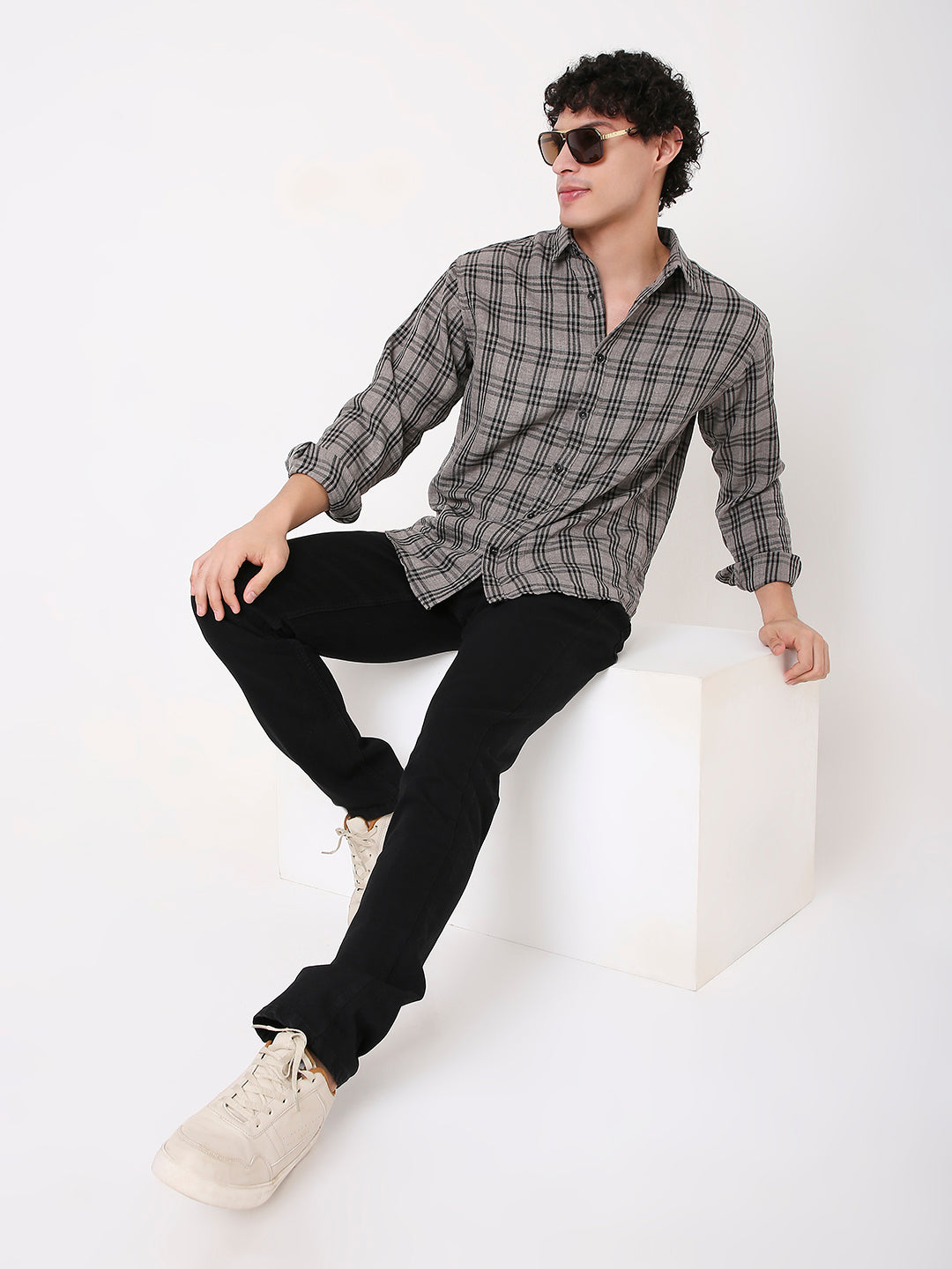 GRAY CLASSIC CHECKED SHIRT