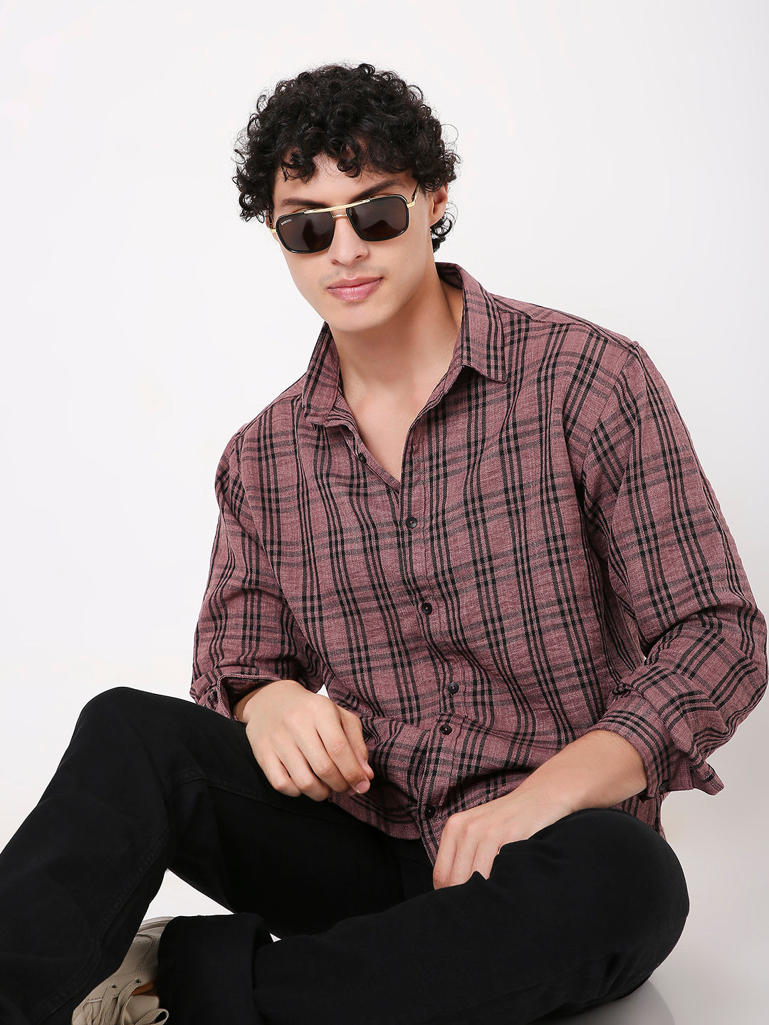 DUSTY PINK CLASSIC CHECKED SHIRT