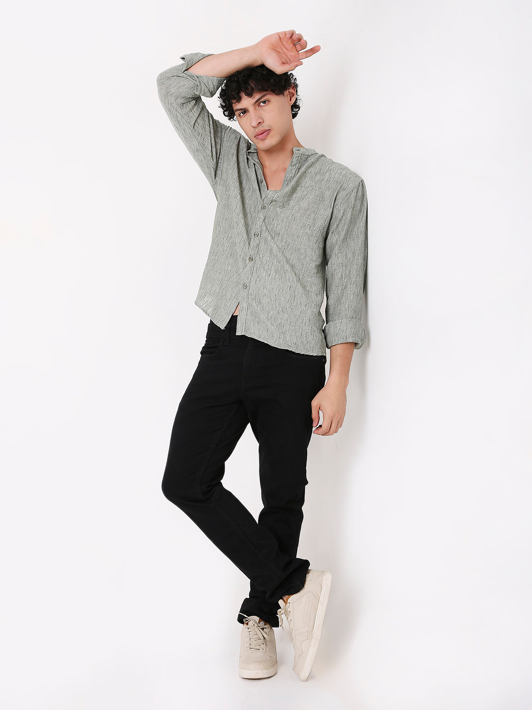 GREEN PREMIUM MANDARIN COLLAR SHIRT