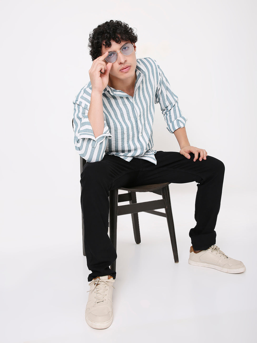 BLUE VERTICAL STRIPED SHIRT