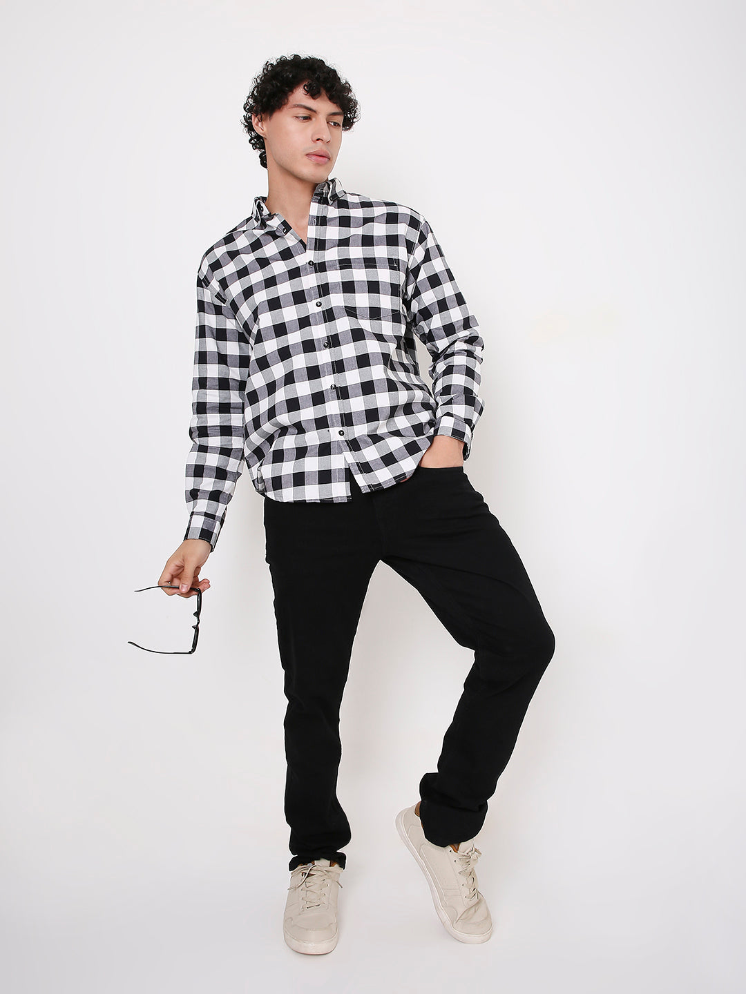 BUFFALO COTTON BLEND PEACH CHECKS SHIRT