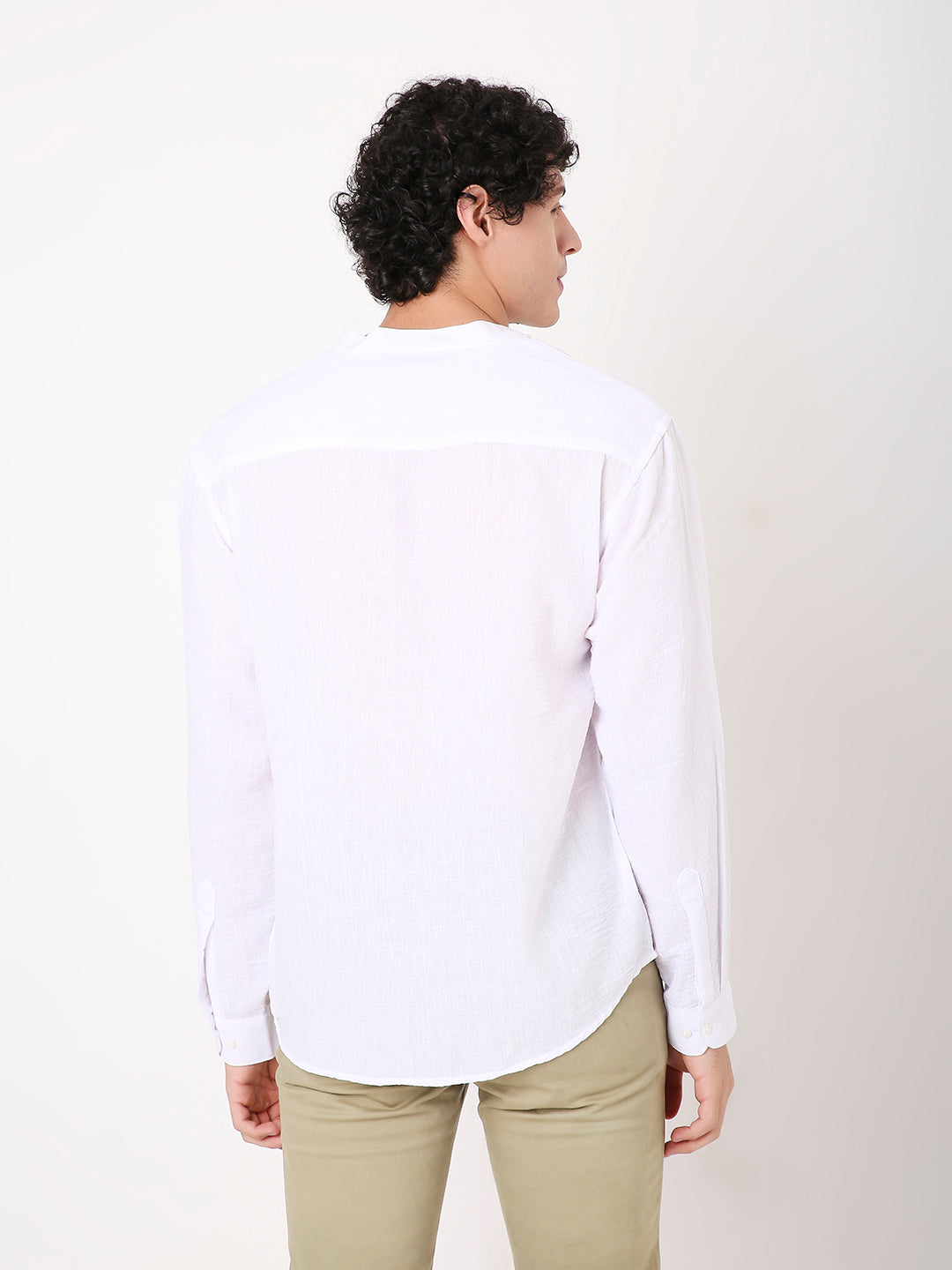 PREMIUM LINEN BLEND MANDARIN COLLAR SHIRT