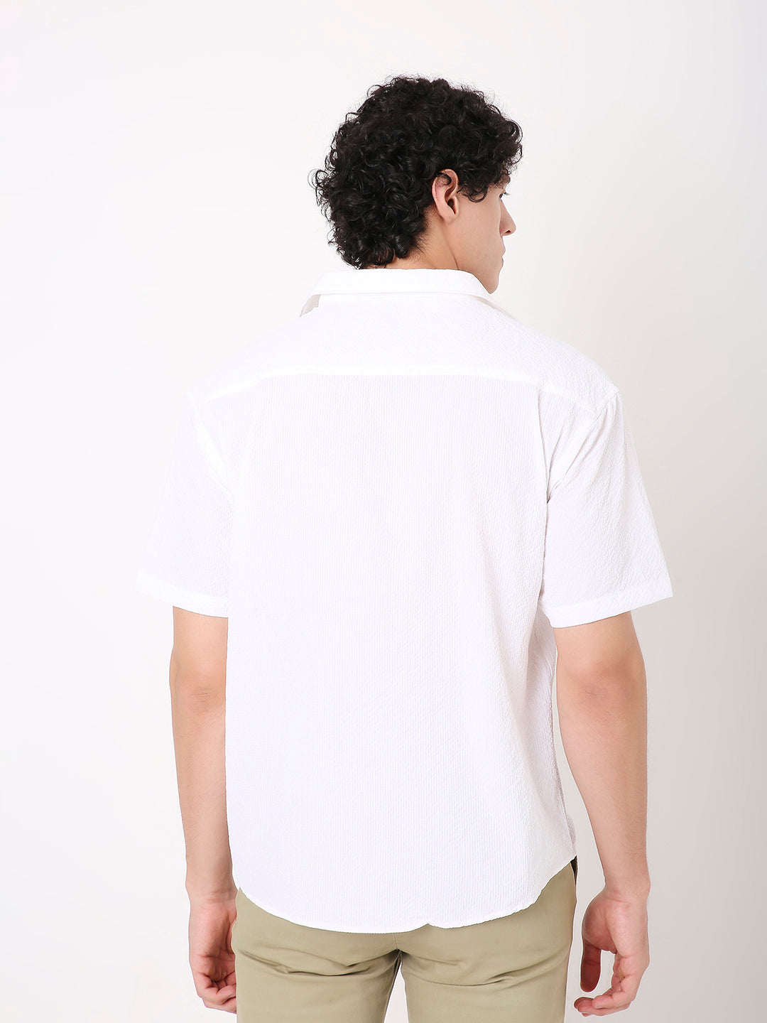 RELAXED SELF TEXTURED HALF SLEEVE SHIRT