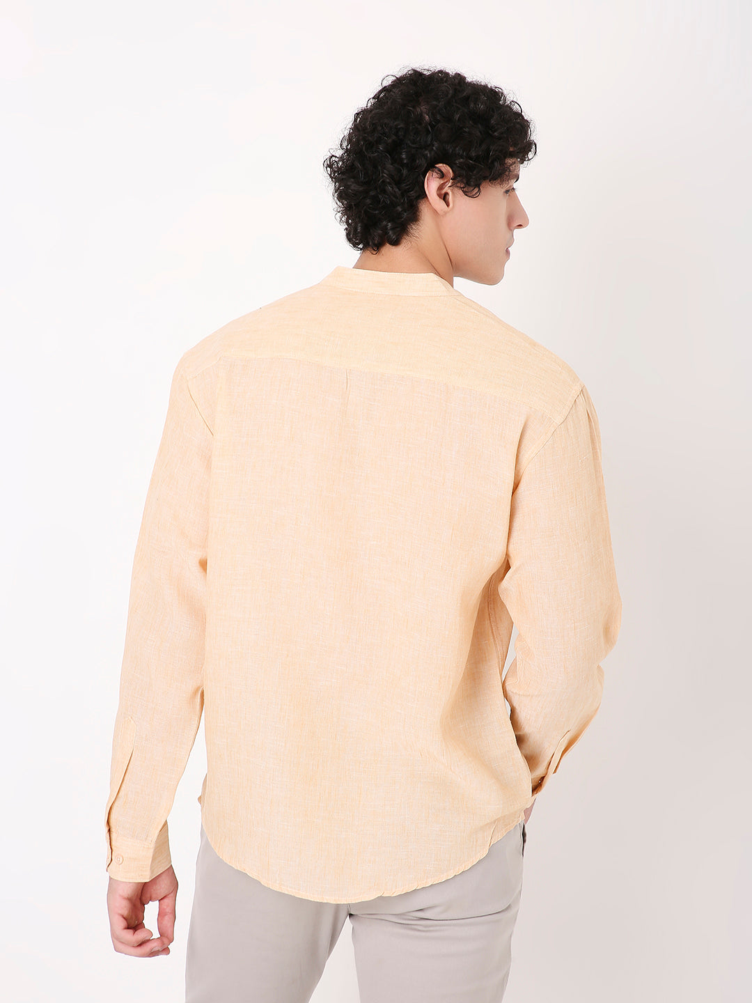 PREMIUM LINEN BLEND MANDARIN COLLAR  SHIRT