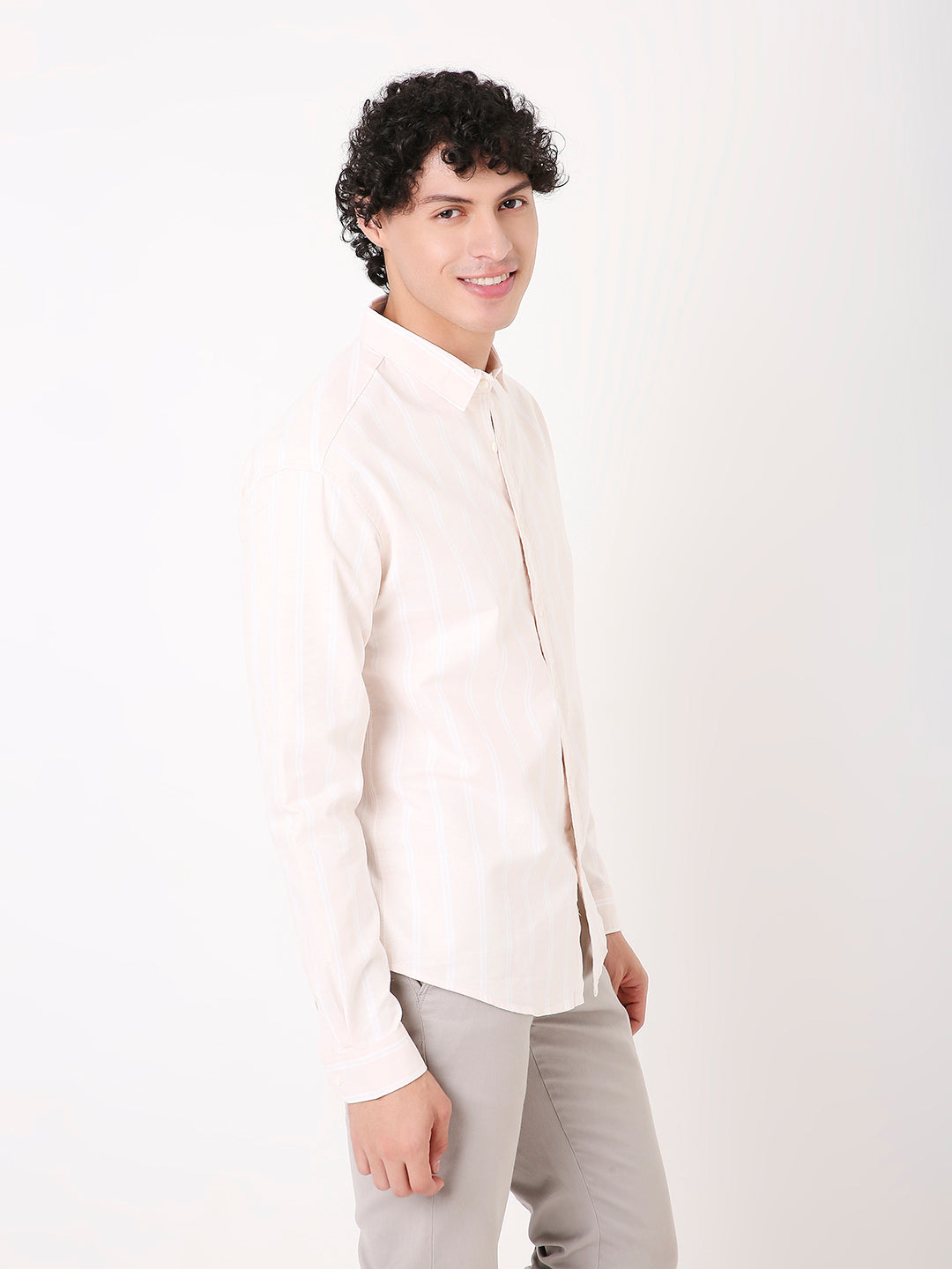 SOFT PEACH OXFORD STRIPED SHIRT