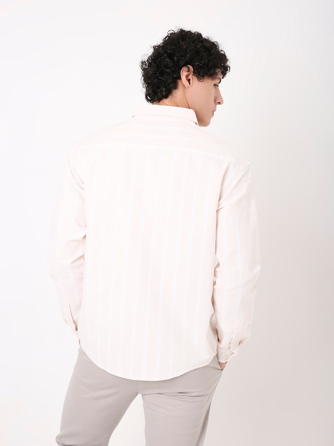 SOFT PEACH OXFORD STRIPED SHIRT