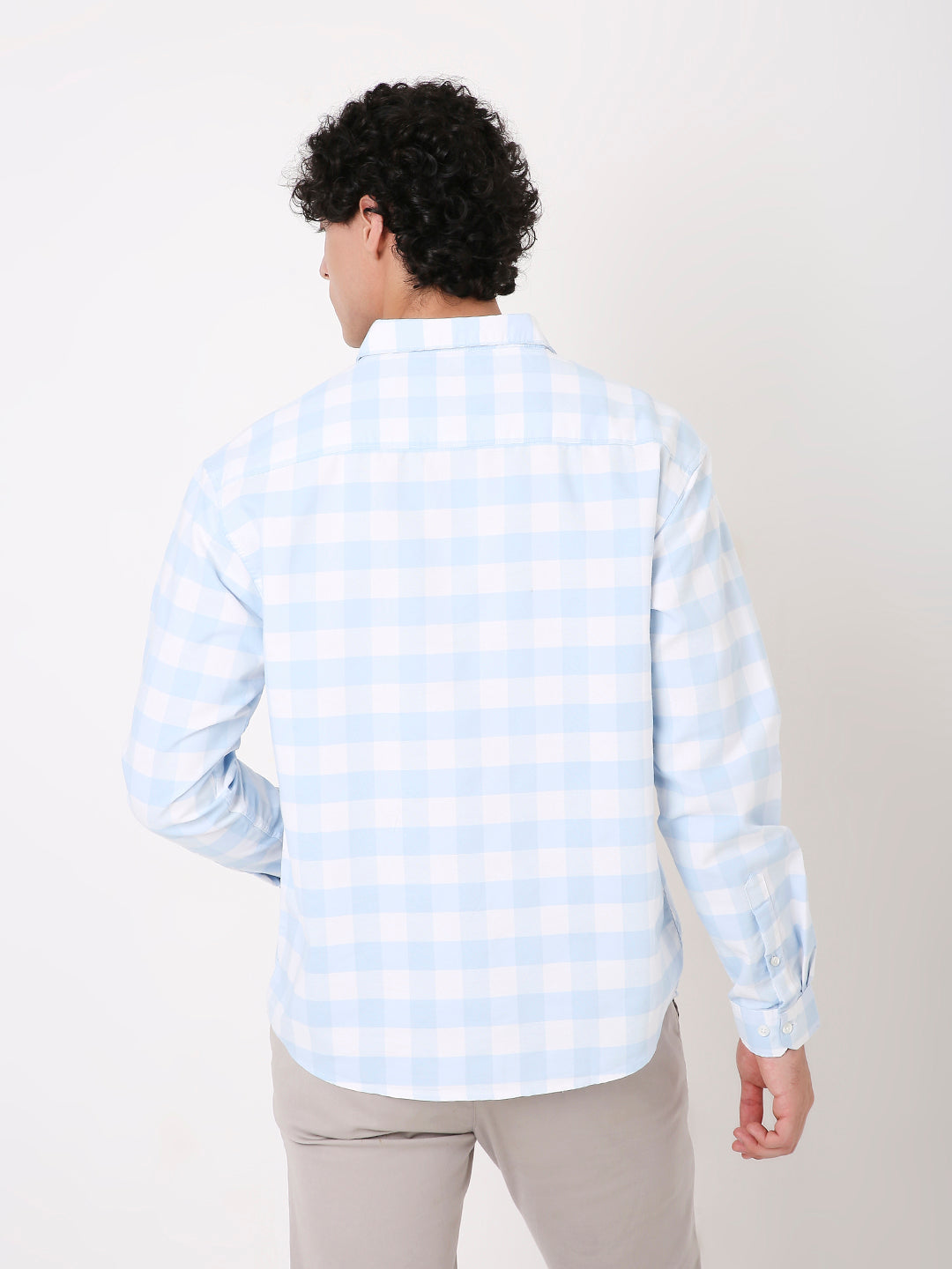 BUFFALO COTTON BLEND BLUE CHECKS SHIRT