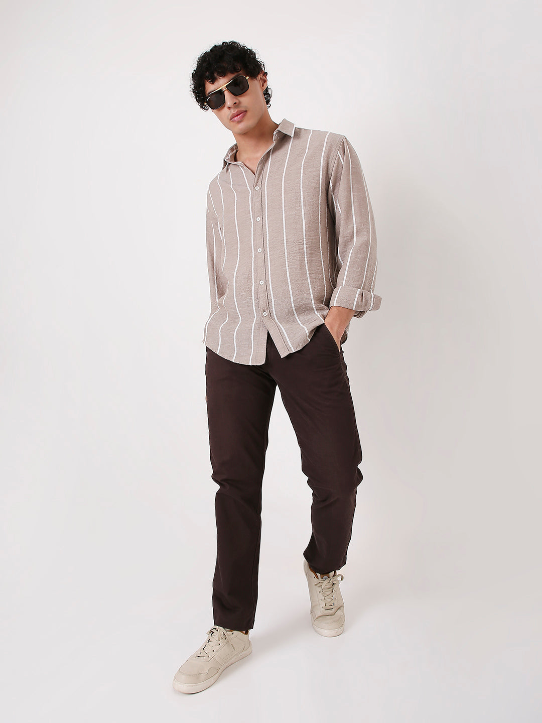 FAWN LINEN BLEND STRIPED SHIRT