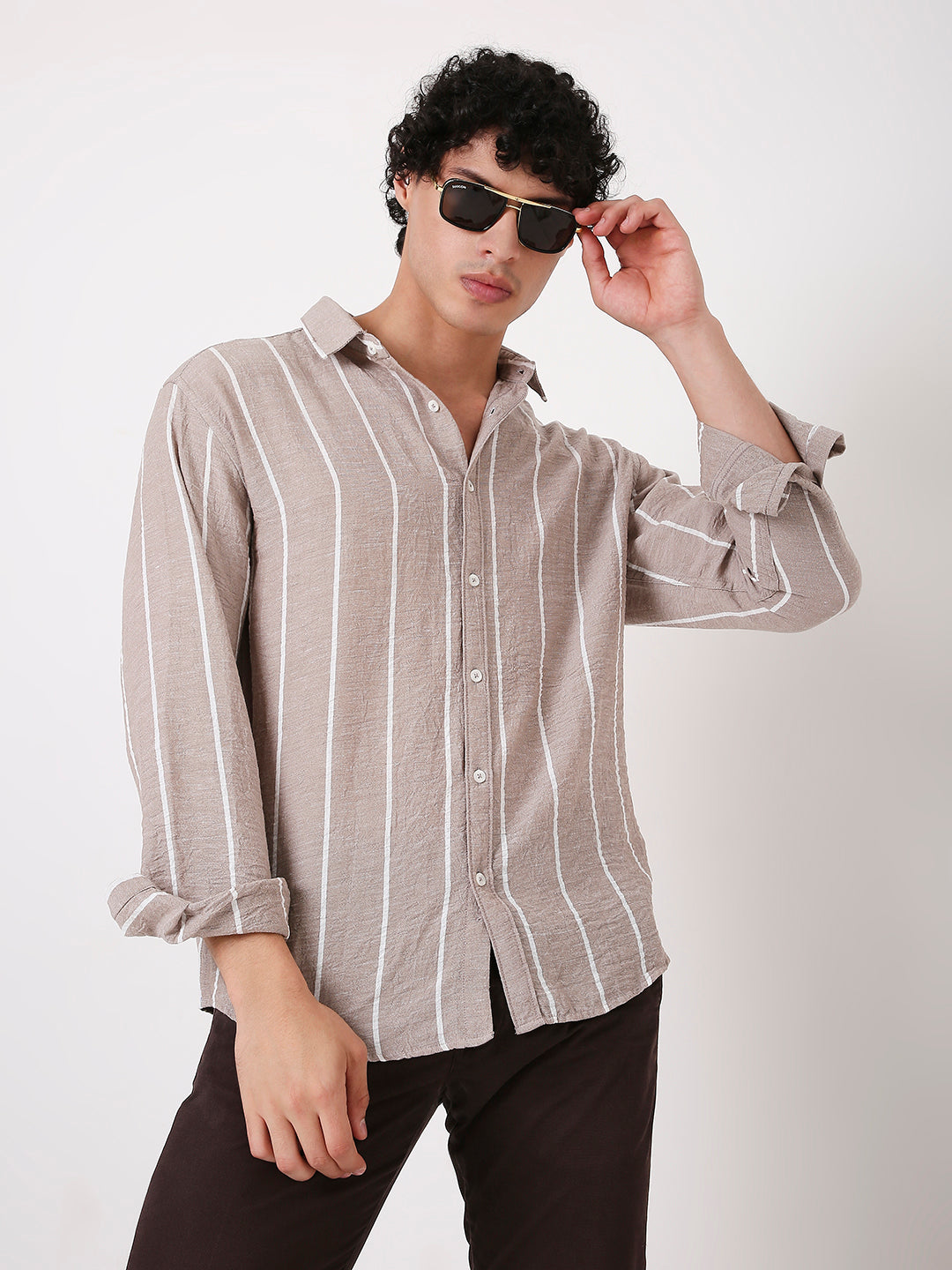 MEN'S LINEN BLEND STRIPED SHIRT – RELAXED FIT