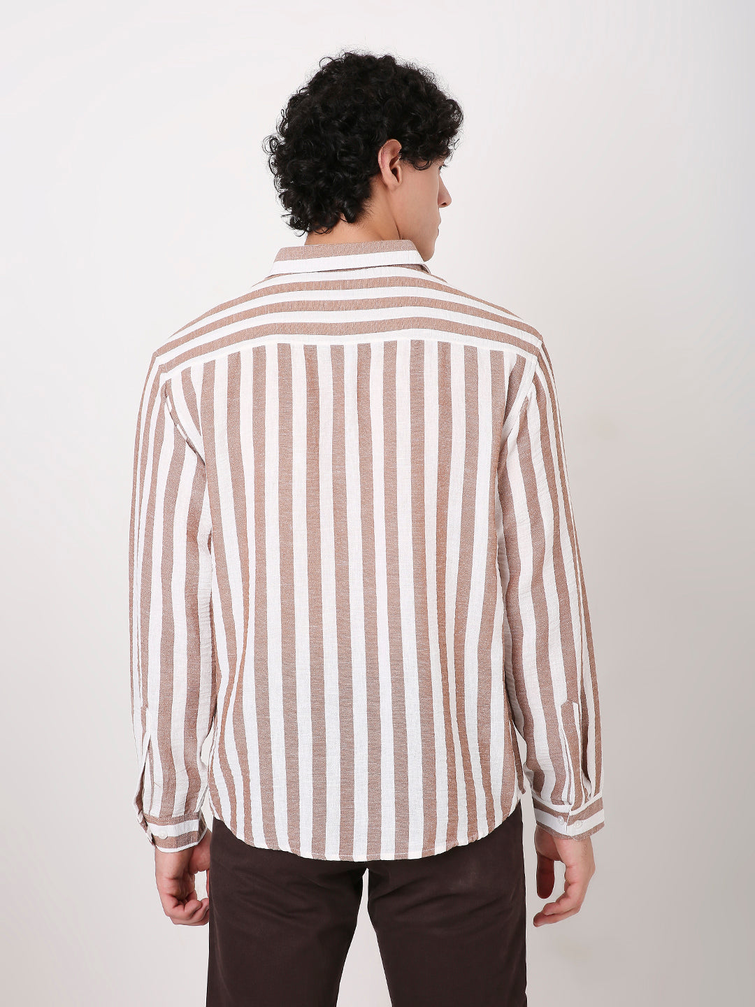DARK PEACH VERTICAL STRIPED SHIRT