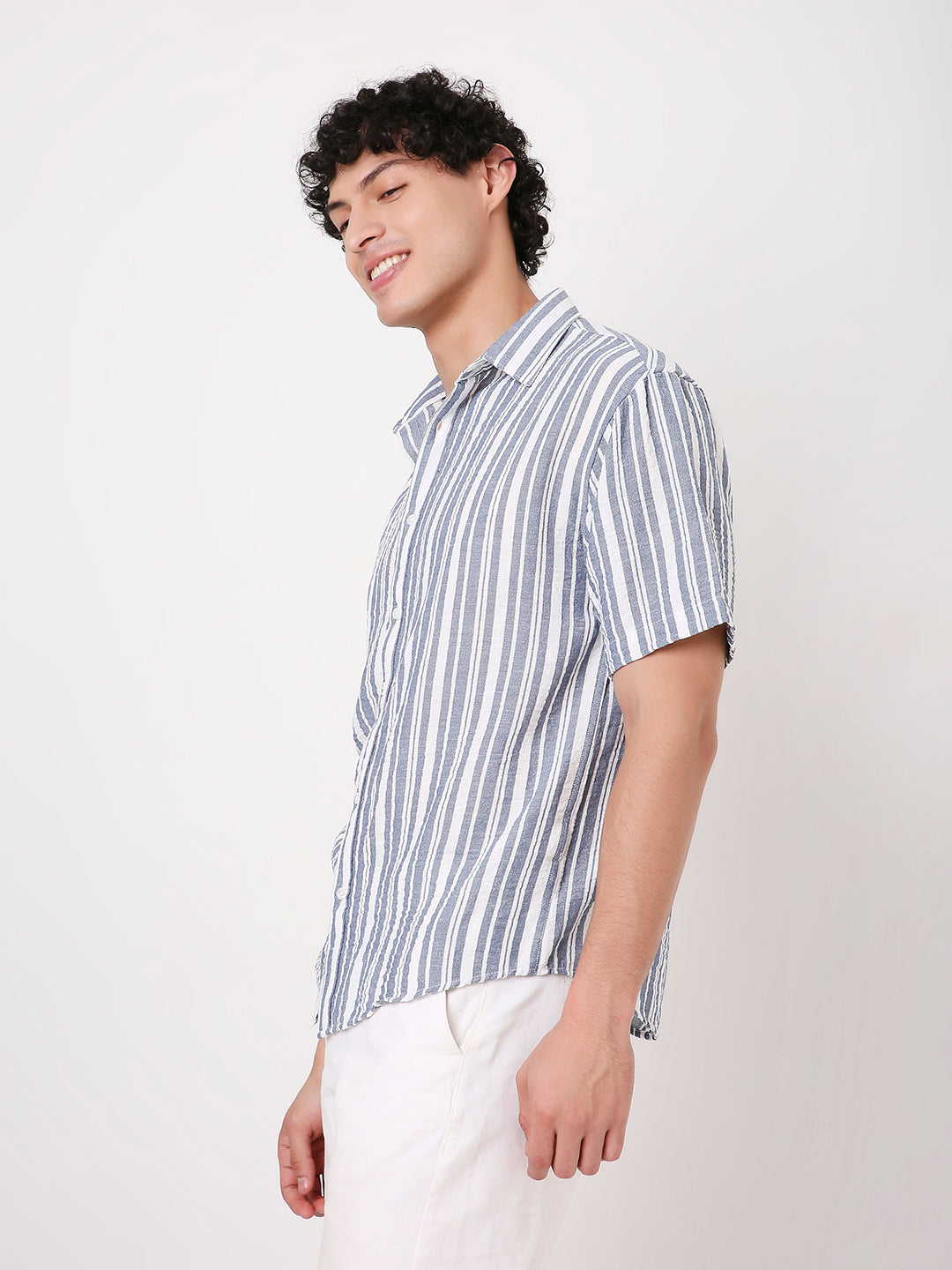 BLUE VERTICAL STRIPED SHIRT