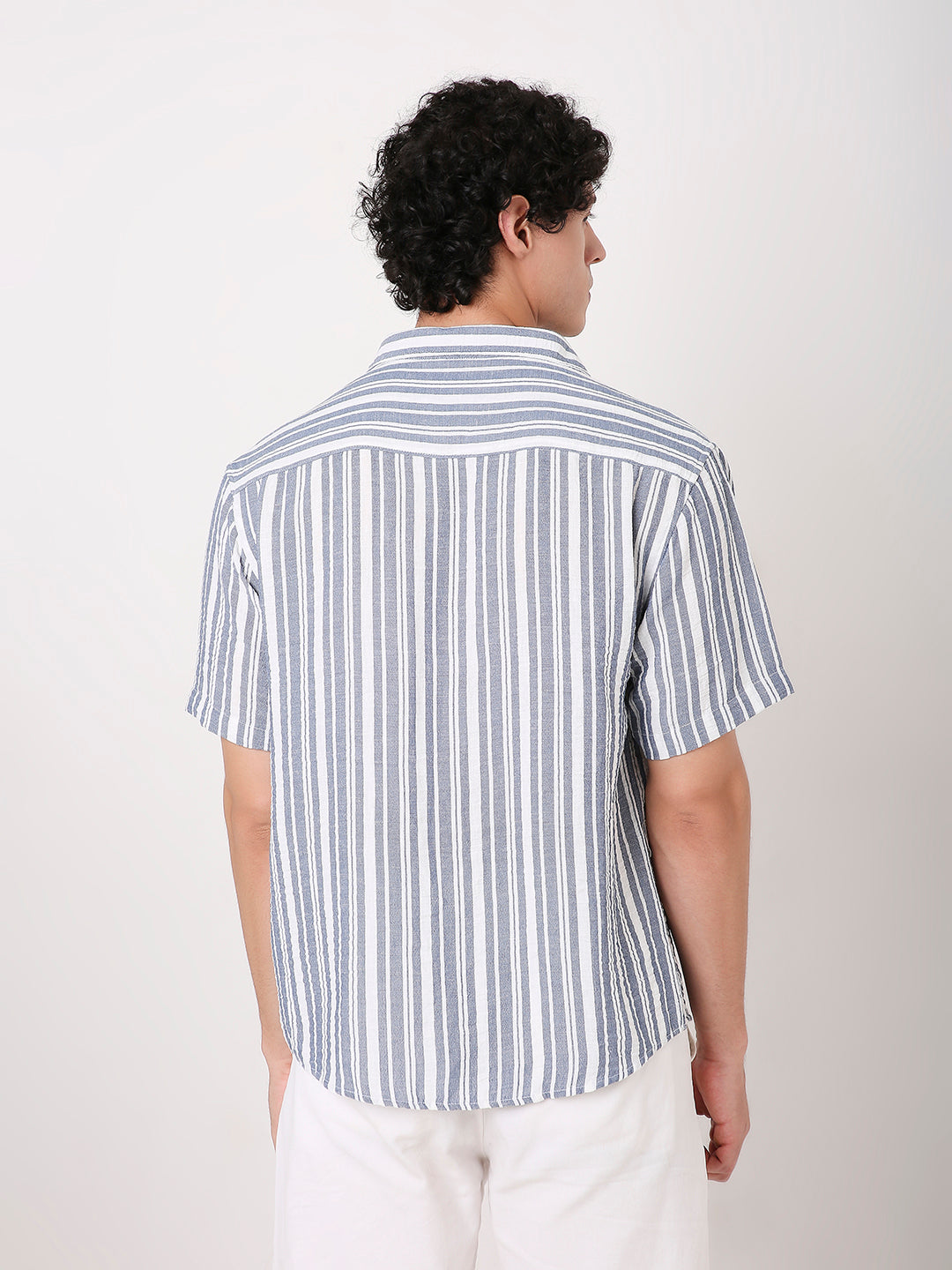 BLUE VERTICAL STRIPED SHIRT