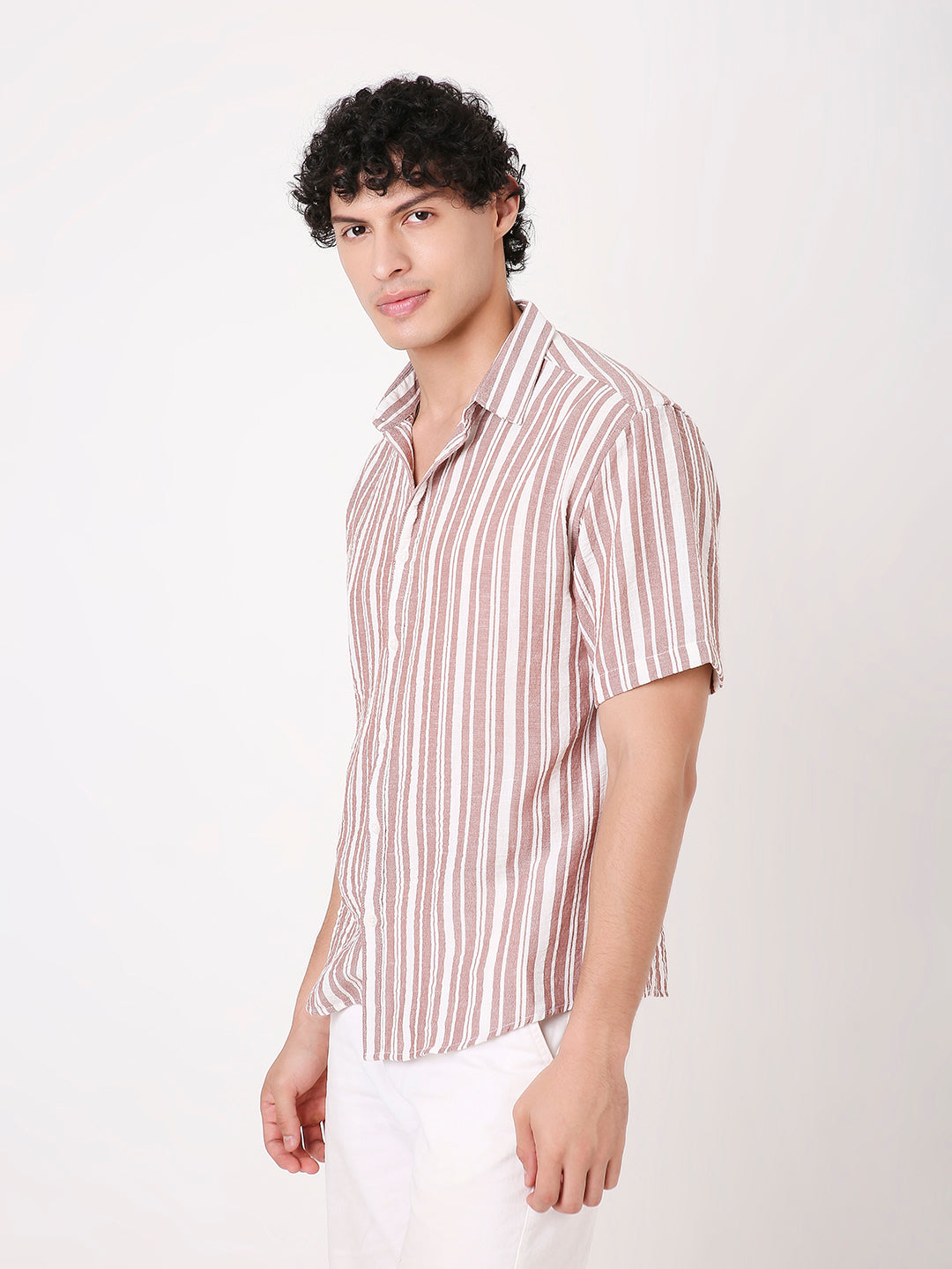 MAROON VERTICAL STRIPED SHIRT