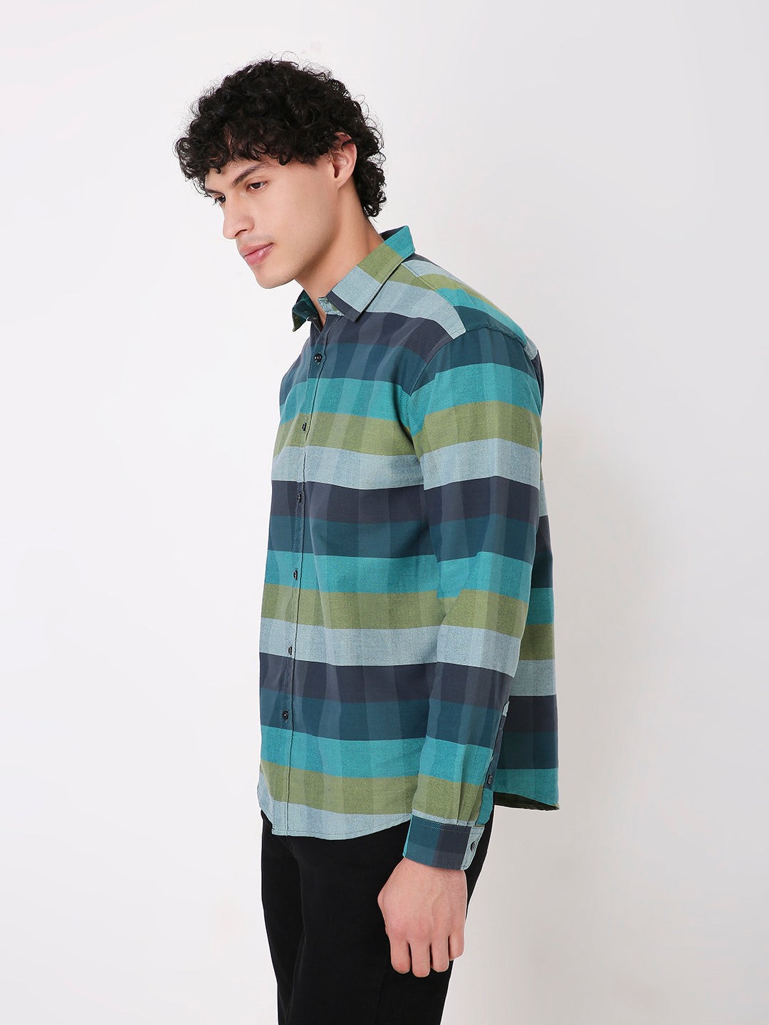 GREEN CHECKED MULTI-COLOUR SHIRT