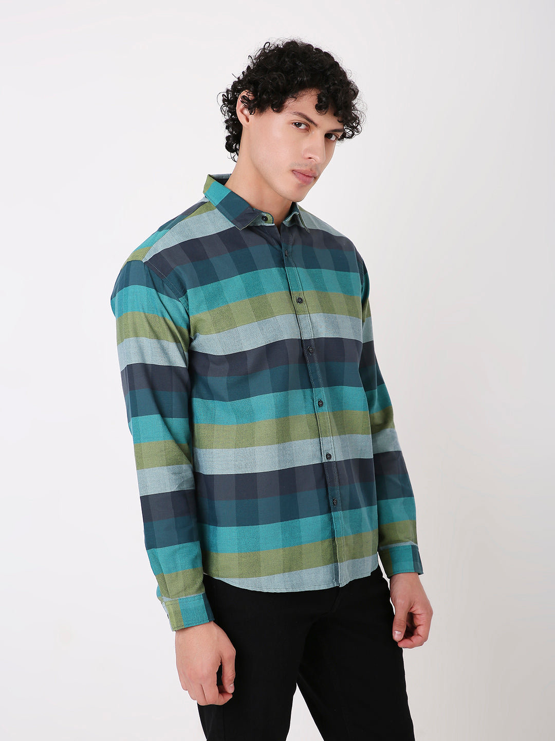 GREEN CHECKED MULTI-COLOUR SHIRT