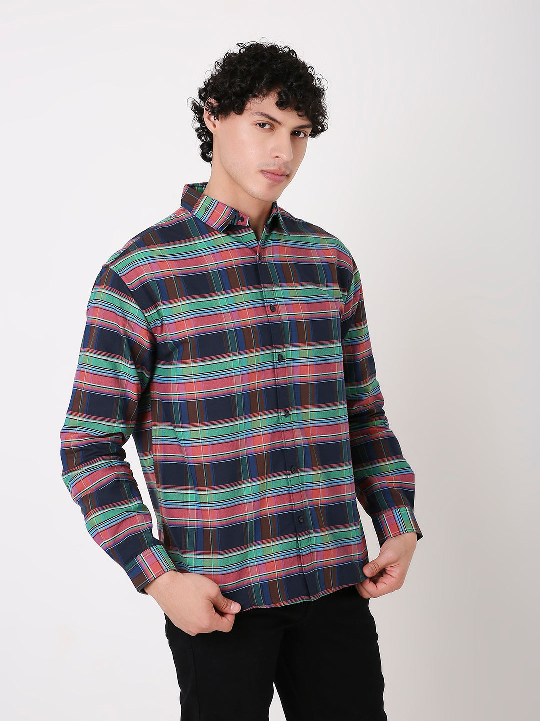 BLACK MULTI-COLOUR CHECKED SHIRT