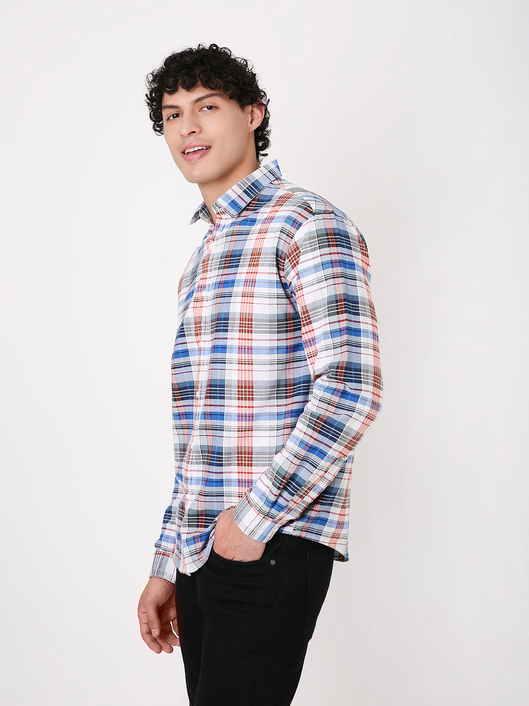 BLUE MULTI-COLOR CHECKED SHIRT