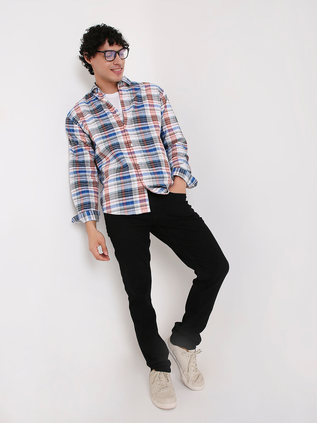 BLUE MULTI-COLOR CHECKED SHIRT