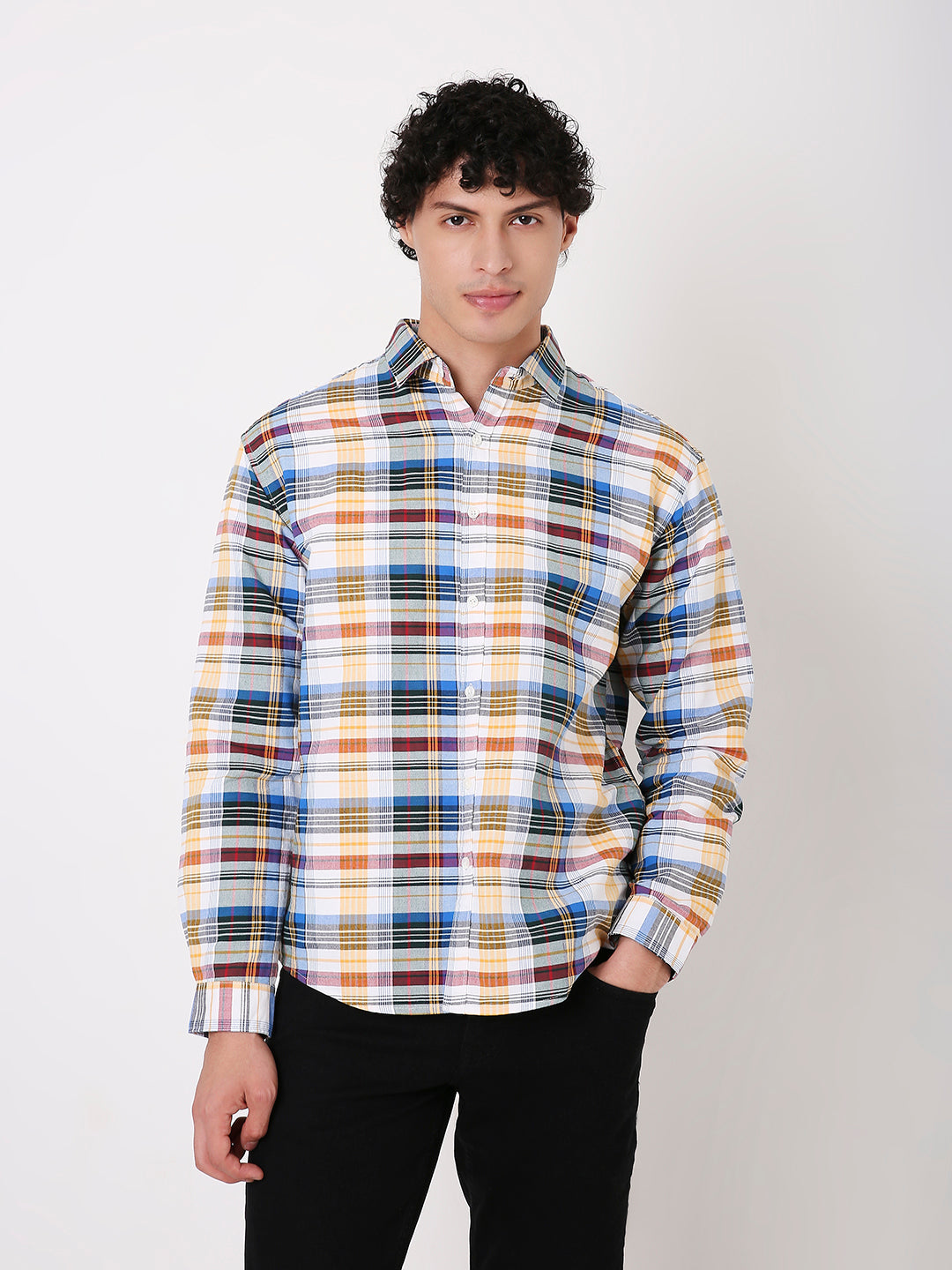 YELLOW MULTI-COLOR CHECKED SHIRT