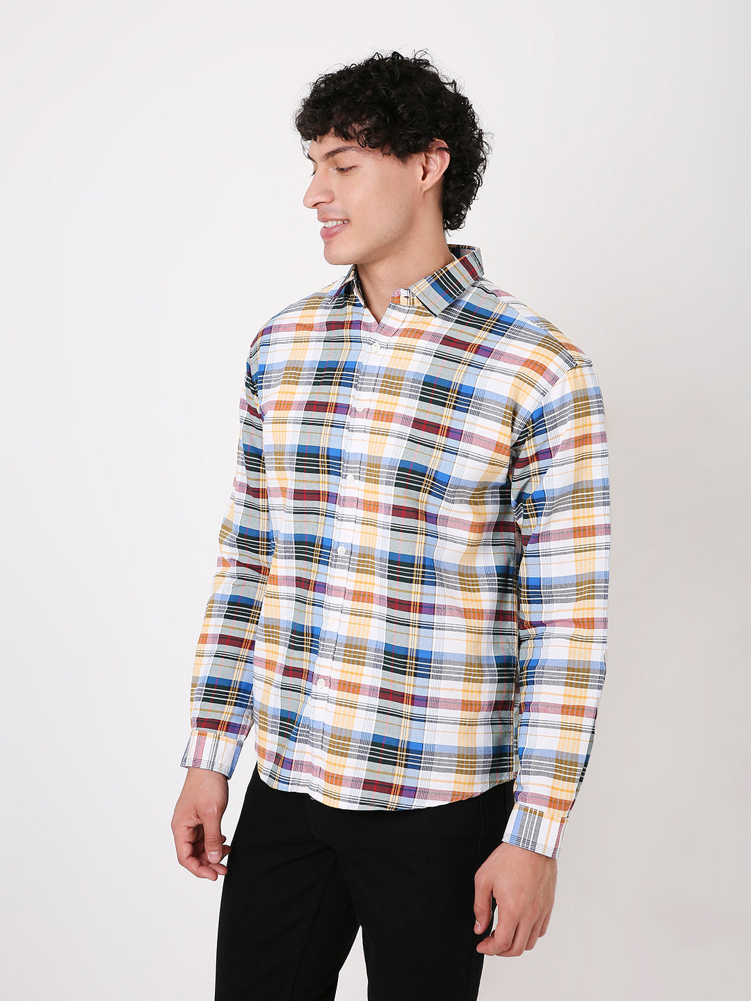 YELLOW MULTI-COLOR CHECKED SHIRT