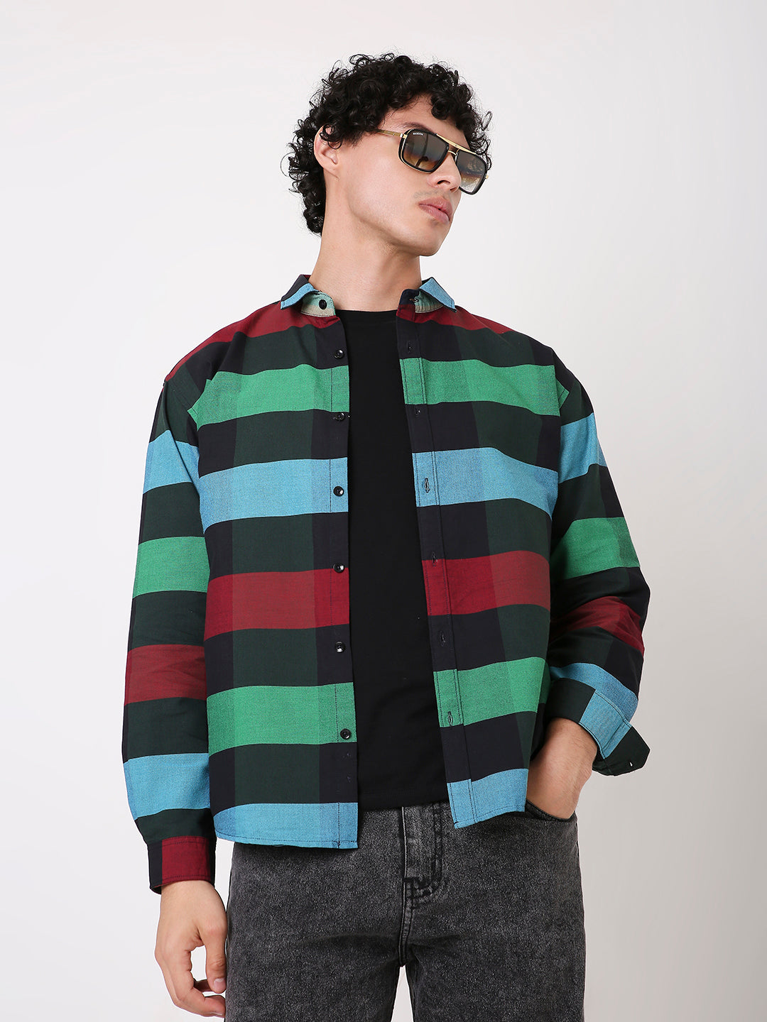 BLACK MULTI-COLOUR BOX CHECKS SHIRT