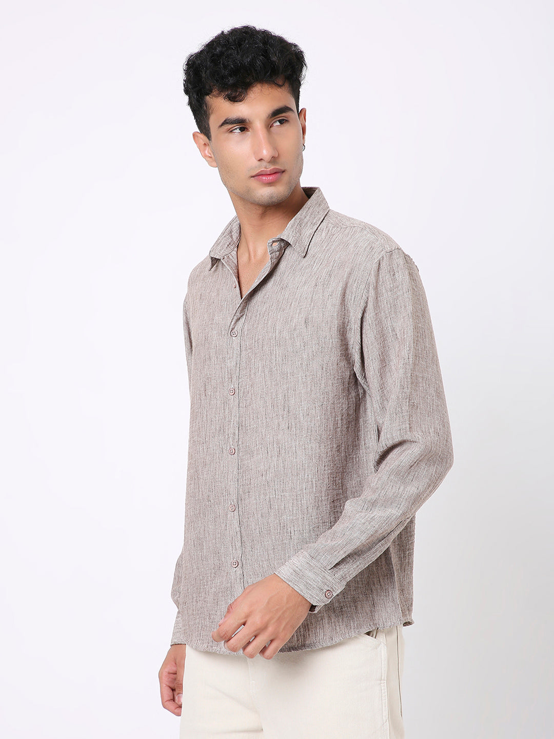 DARK KHAKI PREMIUM LINEN BLEND SHIRT