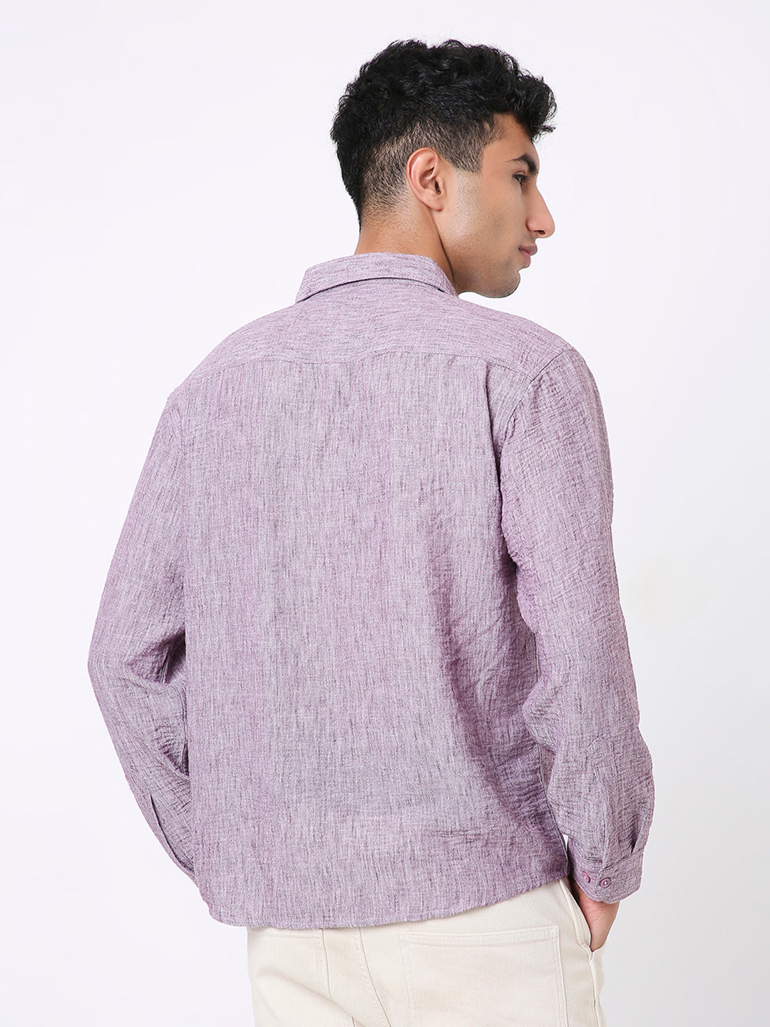PREMIUM MAUVE LINEN BLEND SOLID SHIRT