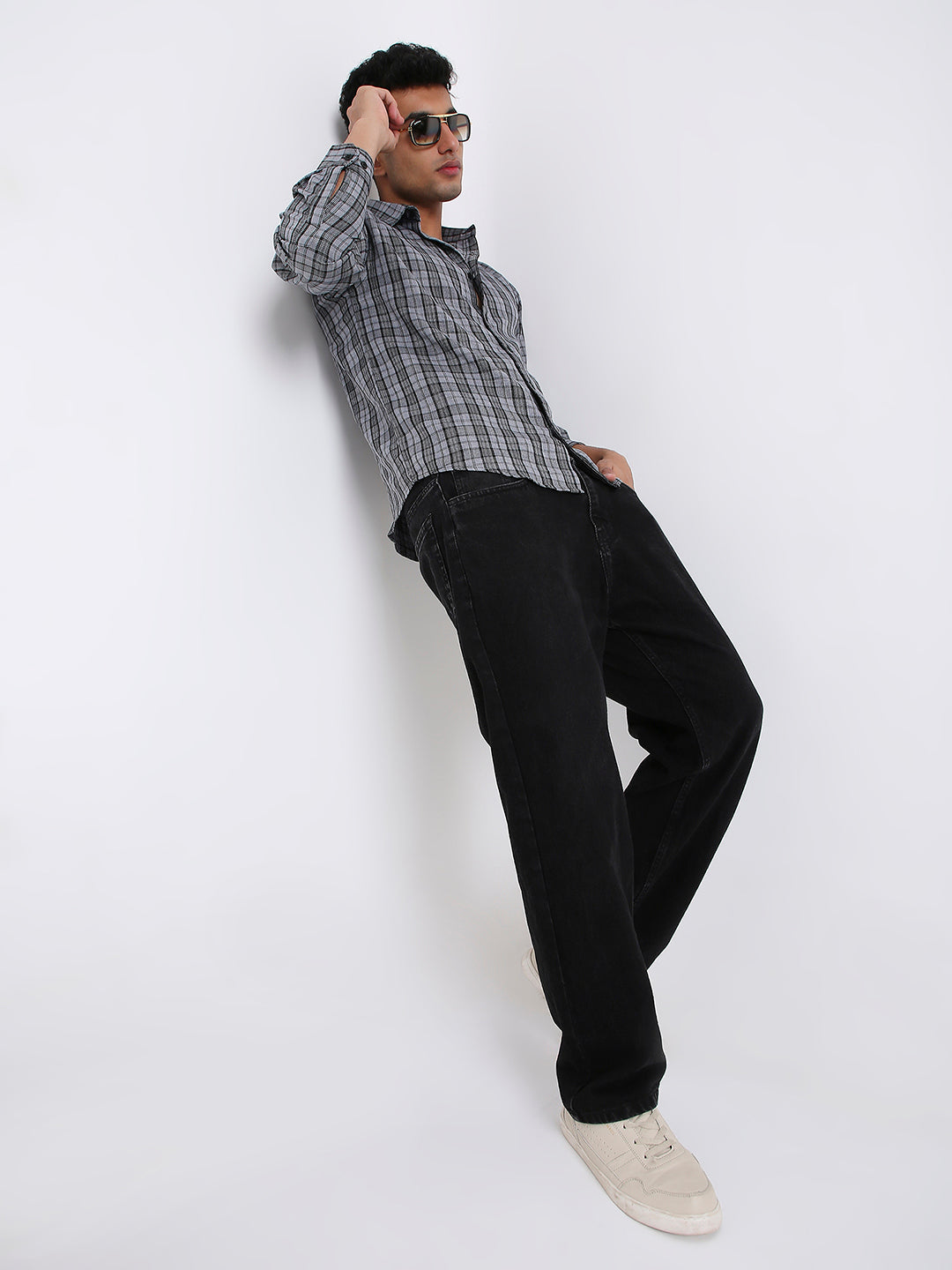 GRAY CHECKERED  CASUAL SHIRT