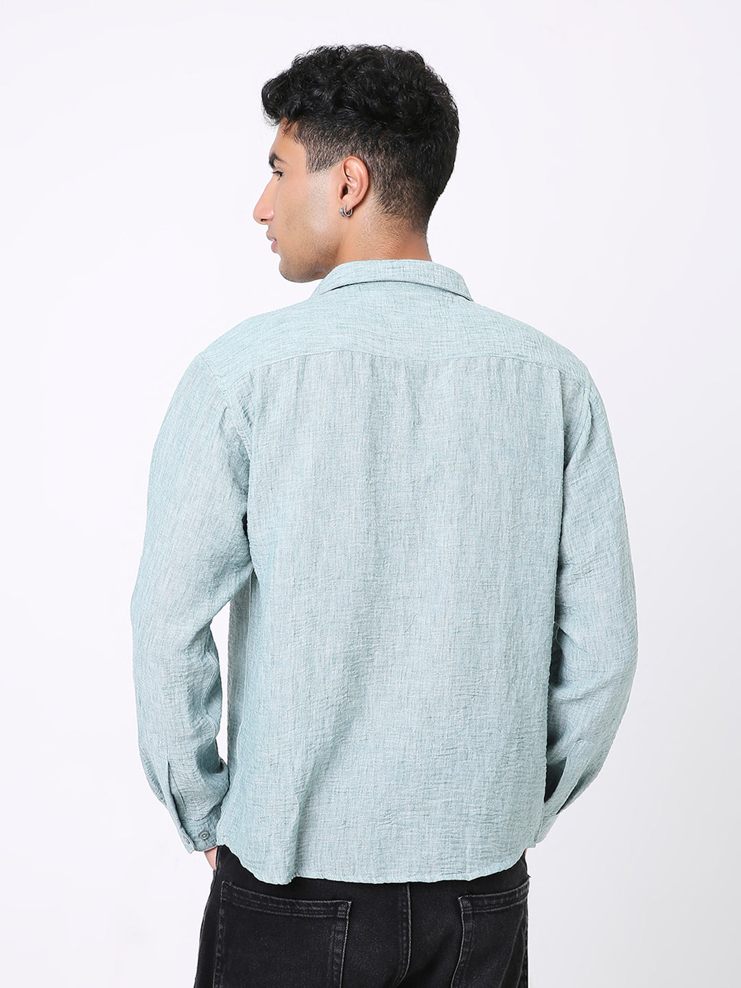 PREMIUM GREEN LINEN BLEND SOLID SHIRT