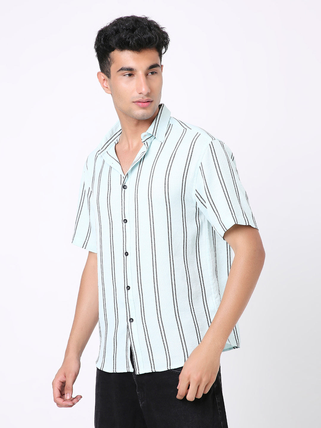MINT GREEN STRIPED CASUAL SHIRT