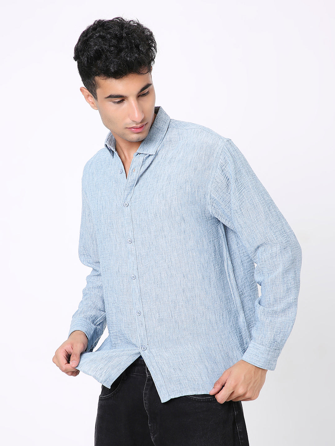 BLUE PREMIUM LINEN BLEND SHIRT