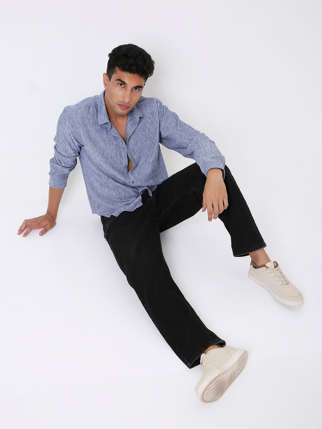 DARK BLUE PREMIUM LINEN BLEND SHIRT