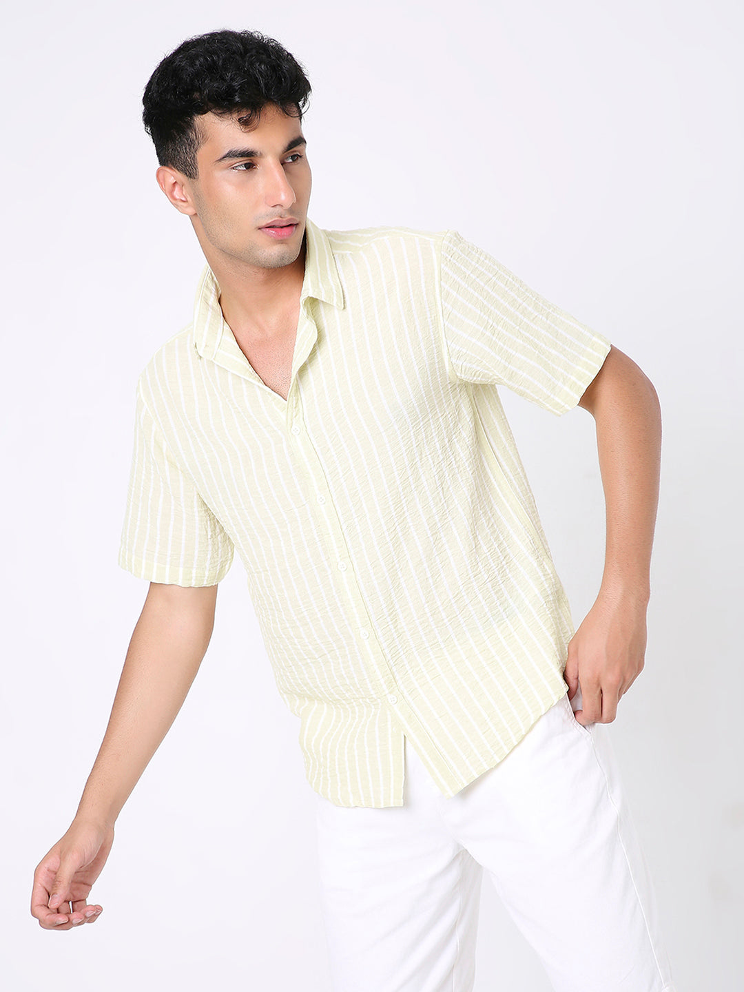 CLASSIC LINEN BLEND STRIPED SHIRT