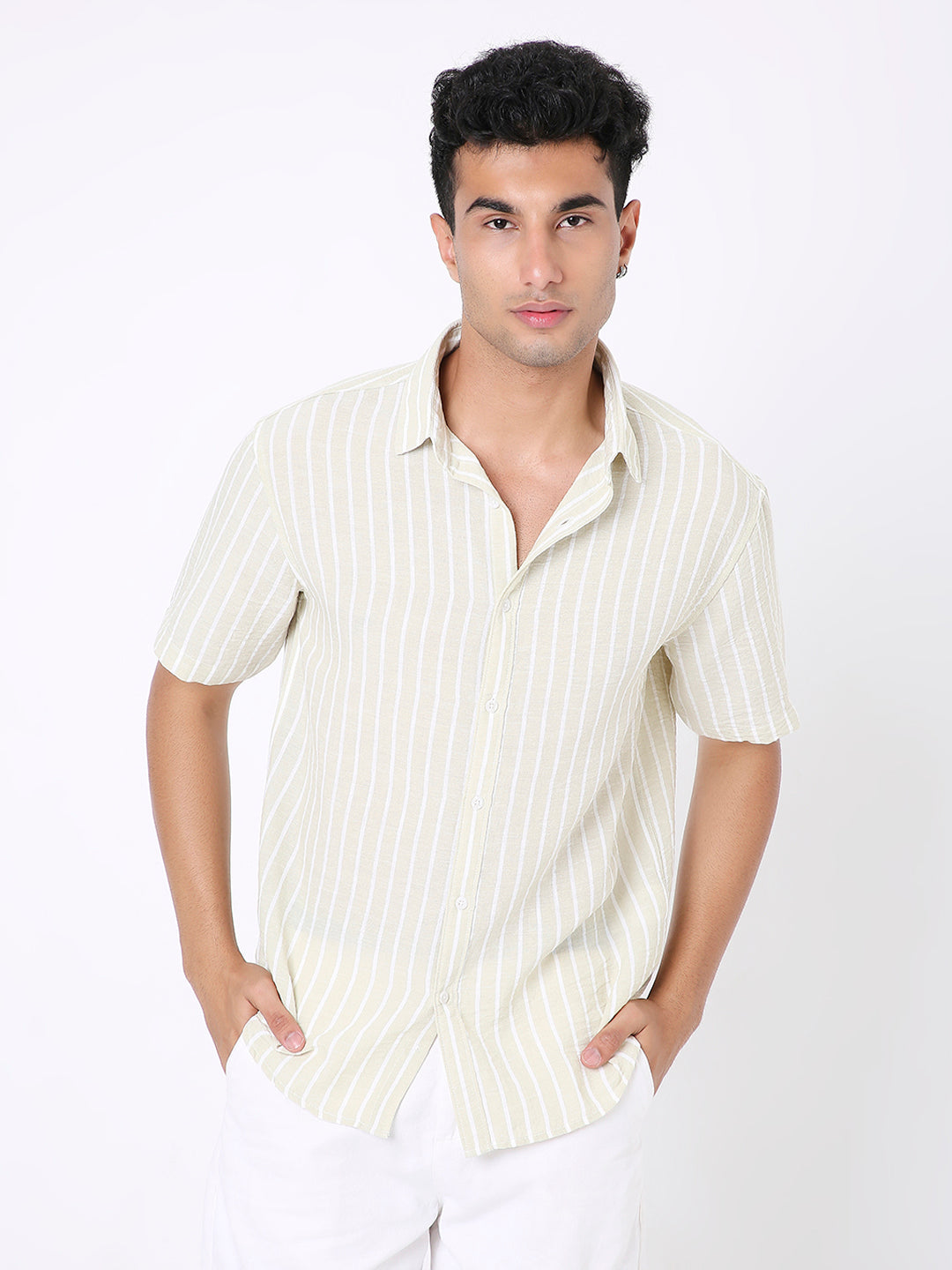 CLASSIC LINEN BLEND STRIPED SHIRT