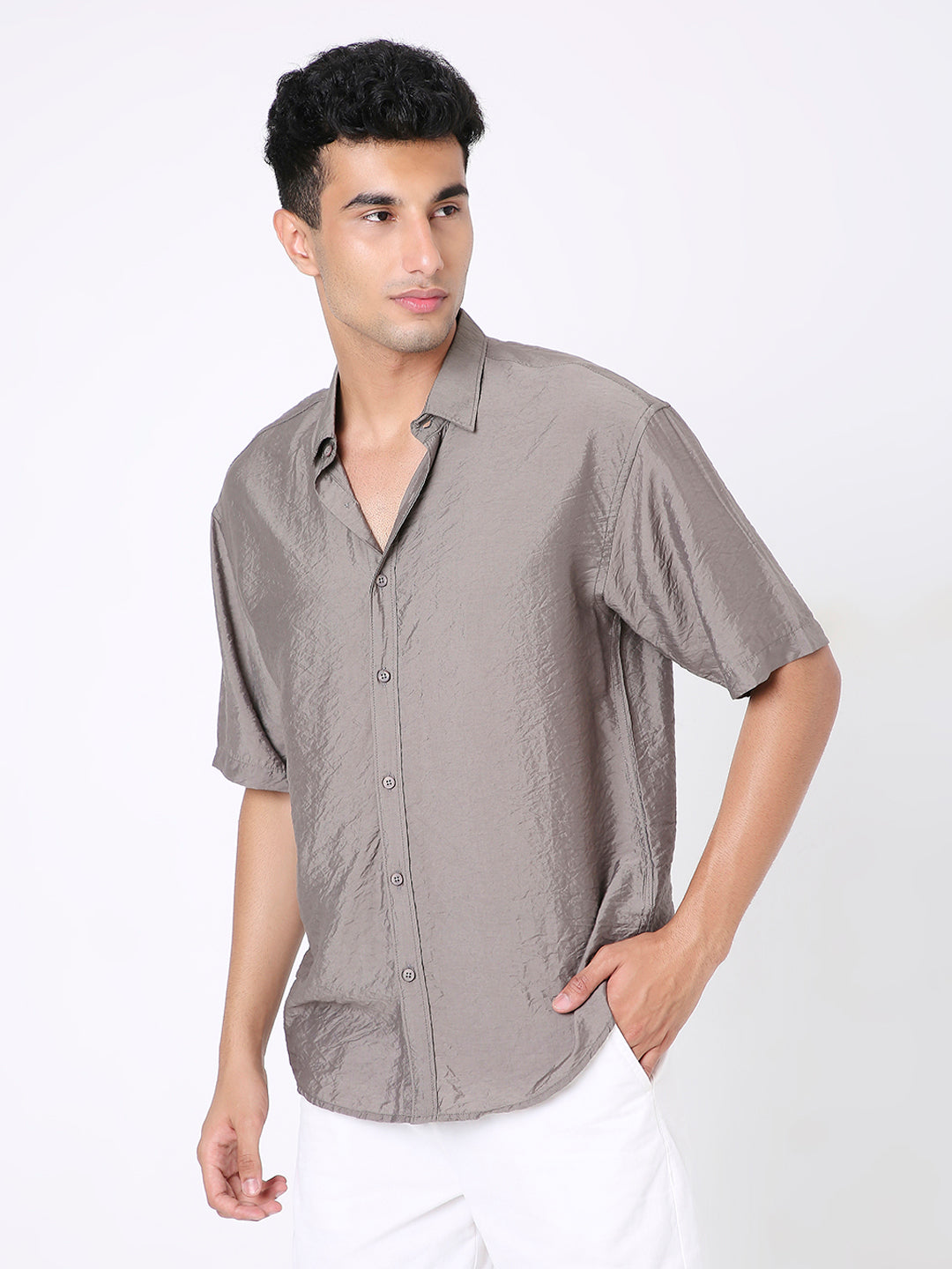 KHAKI ESSENTIAL VISCOSE SHIRT