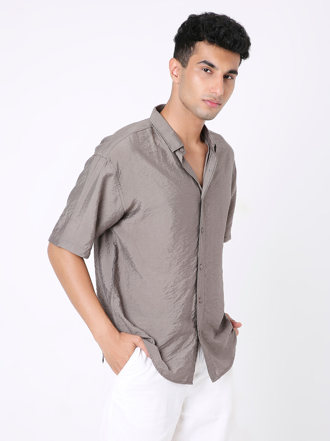 KHAKI ESSENTIAL VISCOSE SHIRT